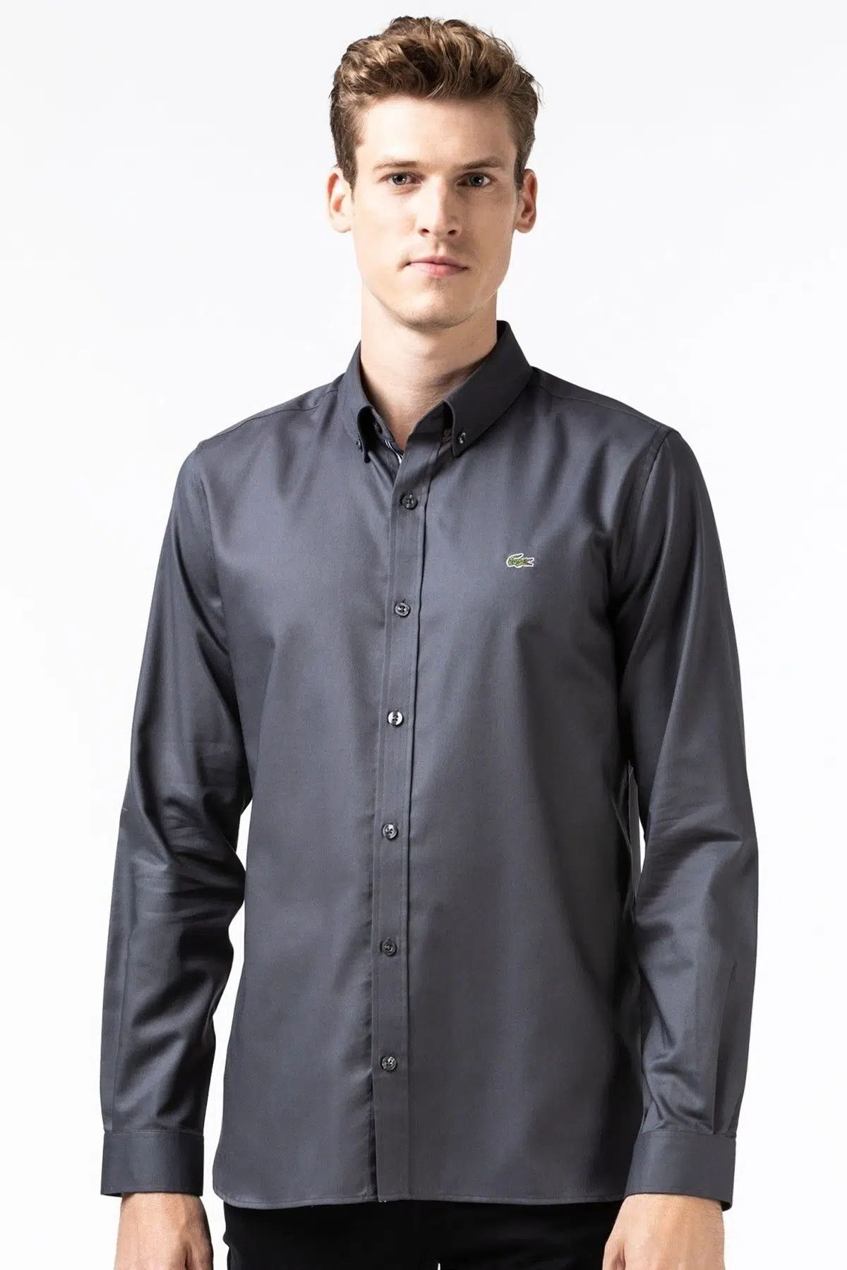 Lacoste Men's Slim Fit Oxford Shirt Erkek Slim Fit Gömlek Antrasit