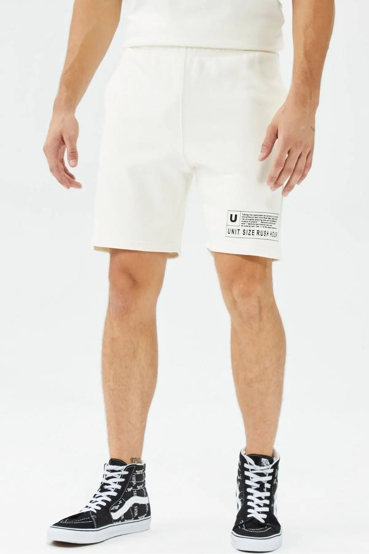 Urban Theory Printed Men's Short Erkek Pamuk Spor Şort Beyaz