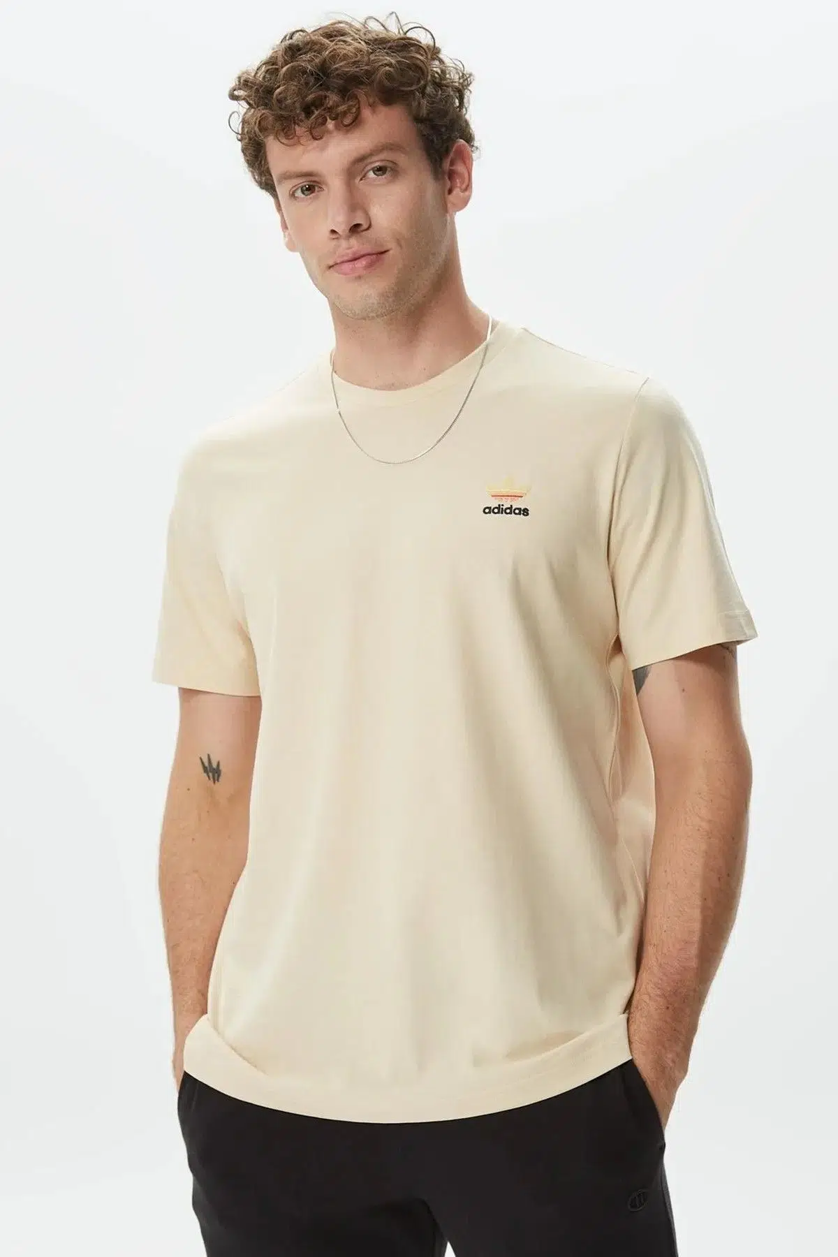 Adidas Adicolor Classic T-Shirts Baskılı Erkek Tişört Krem