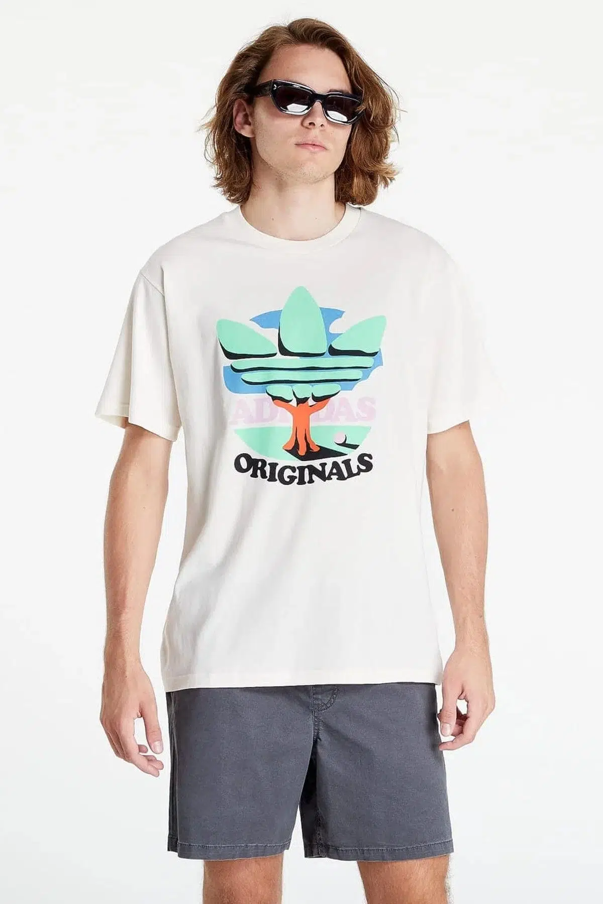 Adidas Clothing T-Shirts Trefoil Tree Te Yonca Ağacı Desenli Erkek Tişört Krem