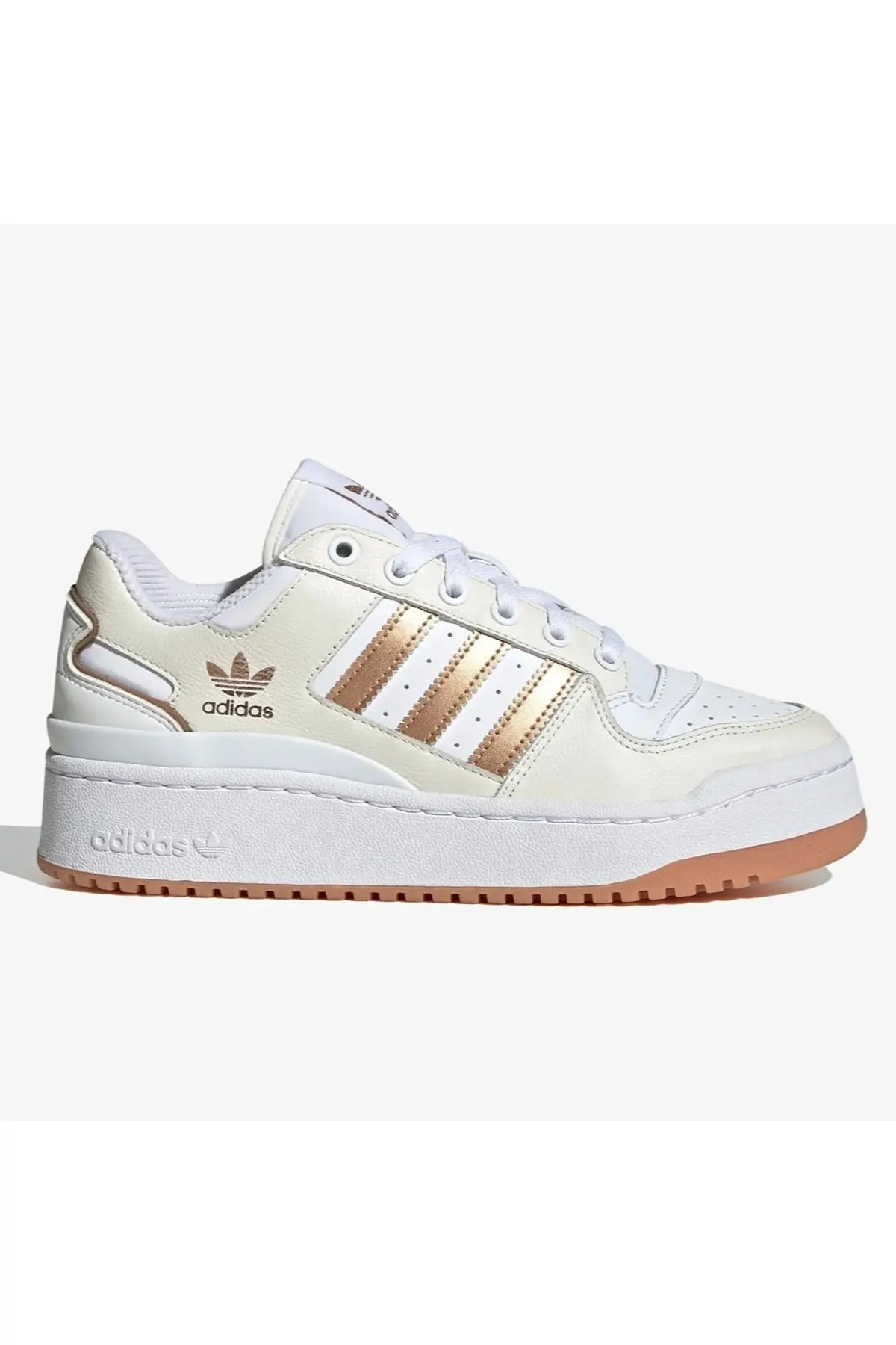 JI0061 Adidas Forum Bold Stripes Leather Womens Sneaker Hakiki Deri Kadın Günlük Spor Ayakkabı Beyaz