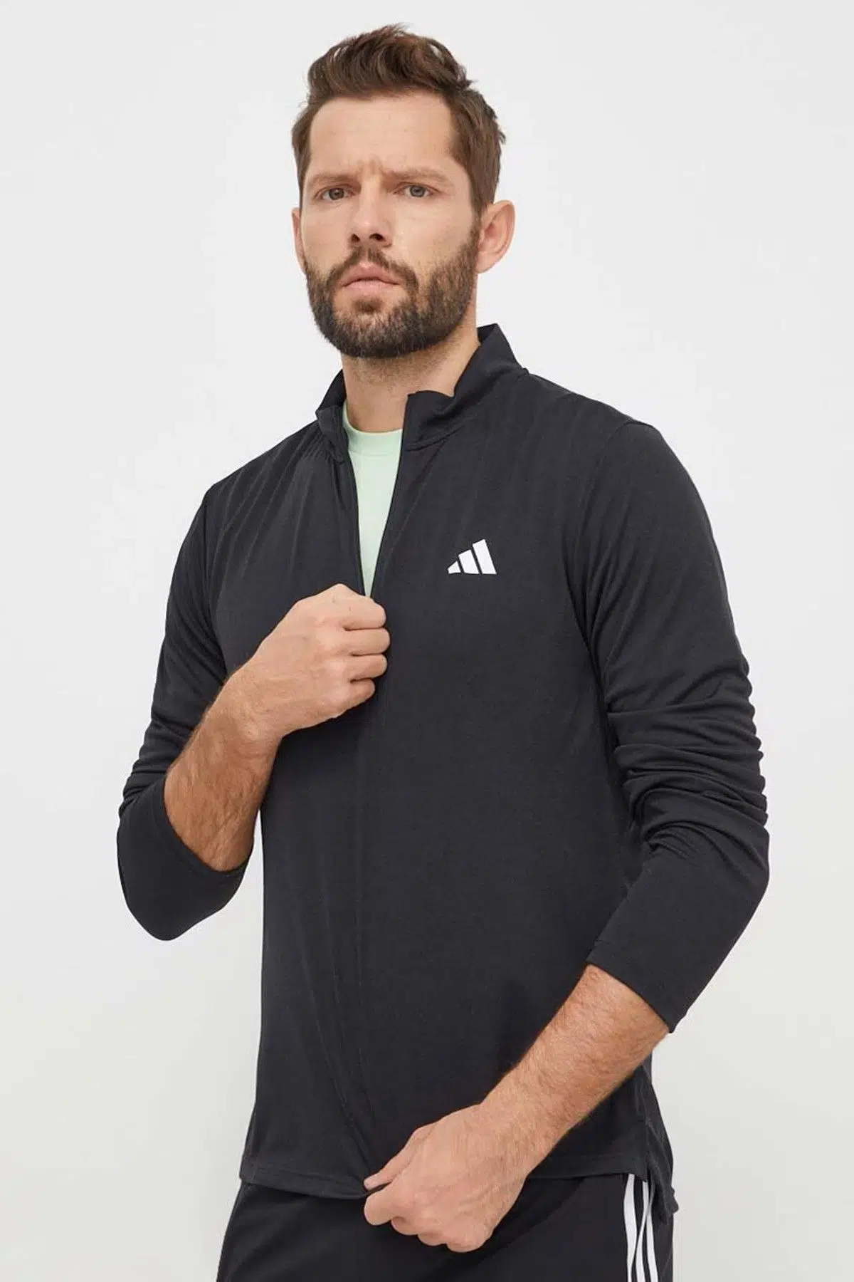 Adidas Performance Training Essentials 1/2 Zip Erkek Yarım Fermuarlı Antrenman Sweatshirt Siyah