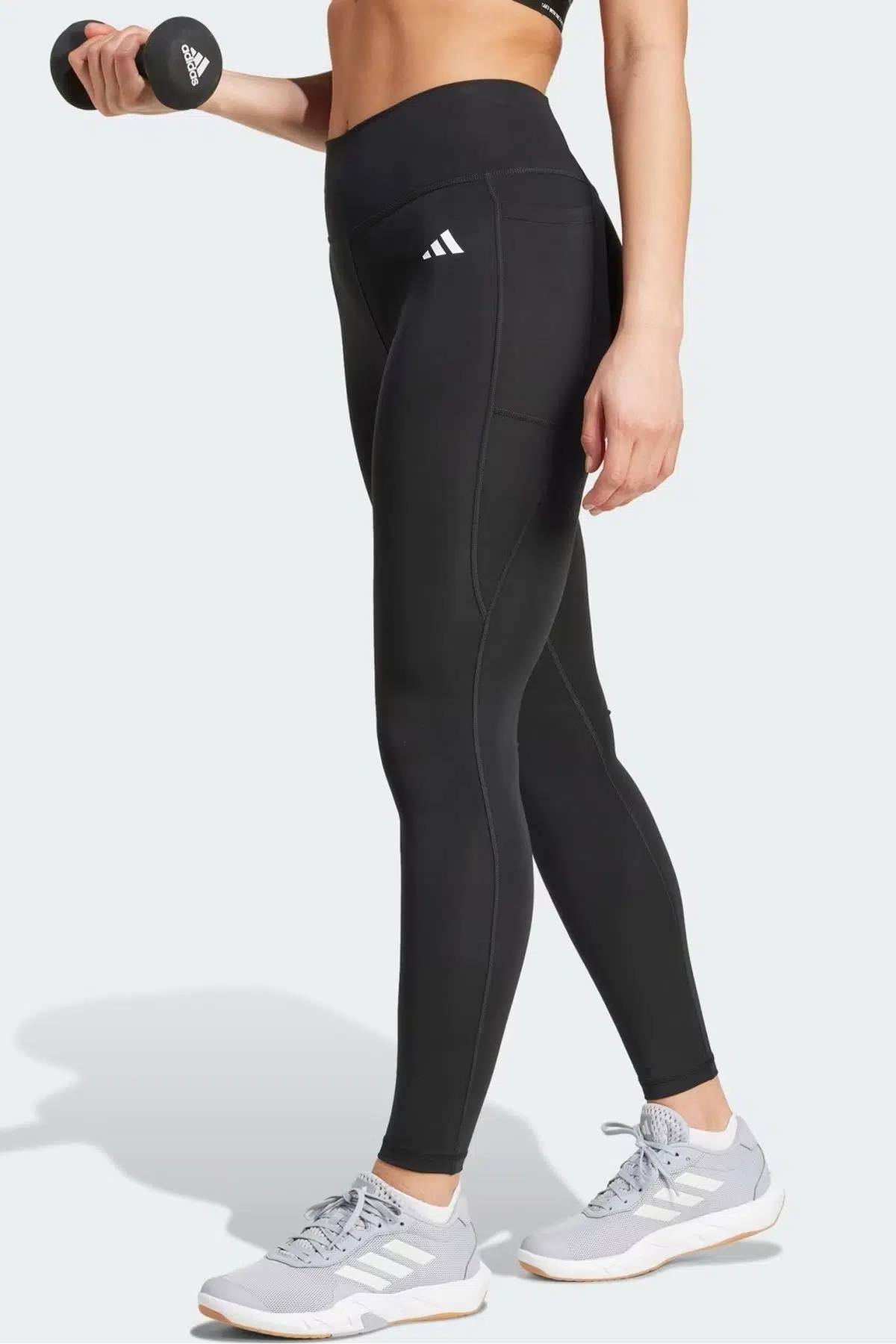 Adidas Performance Optime Essentials Stash Pocket Full Length Leggings Kadın Yüksek Bel Cepli Spor Tayt Siyah