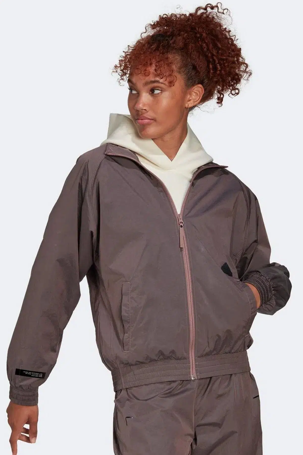 Adidas Women's New Woven Full Zip TT Jacket Kadın Bol Kesim Dokuma Spor Ceket Gül Kurusu