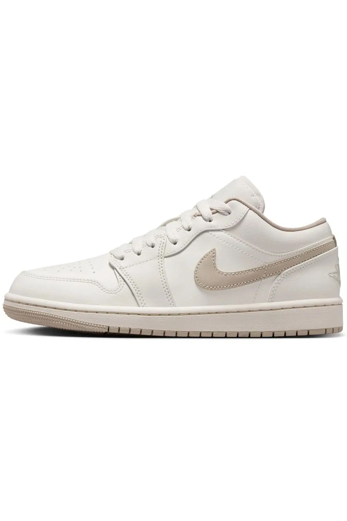 Air Jordan 1 Low Womens Sneaker Hakiki Deri Kadın Günlük Spor Ayakkabı Bej