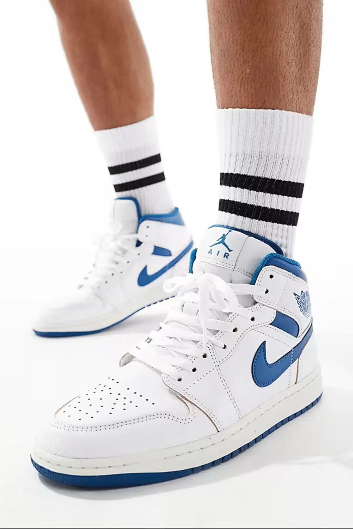 Air Jordan 1 Mid Special Edition Leather Unisex Sneaker Hakiki Deri Bilekli Günlük Spor Ayakkabı Beyaz