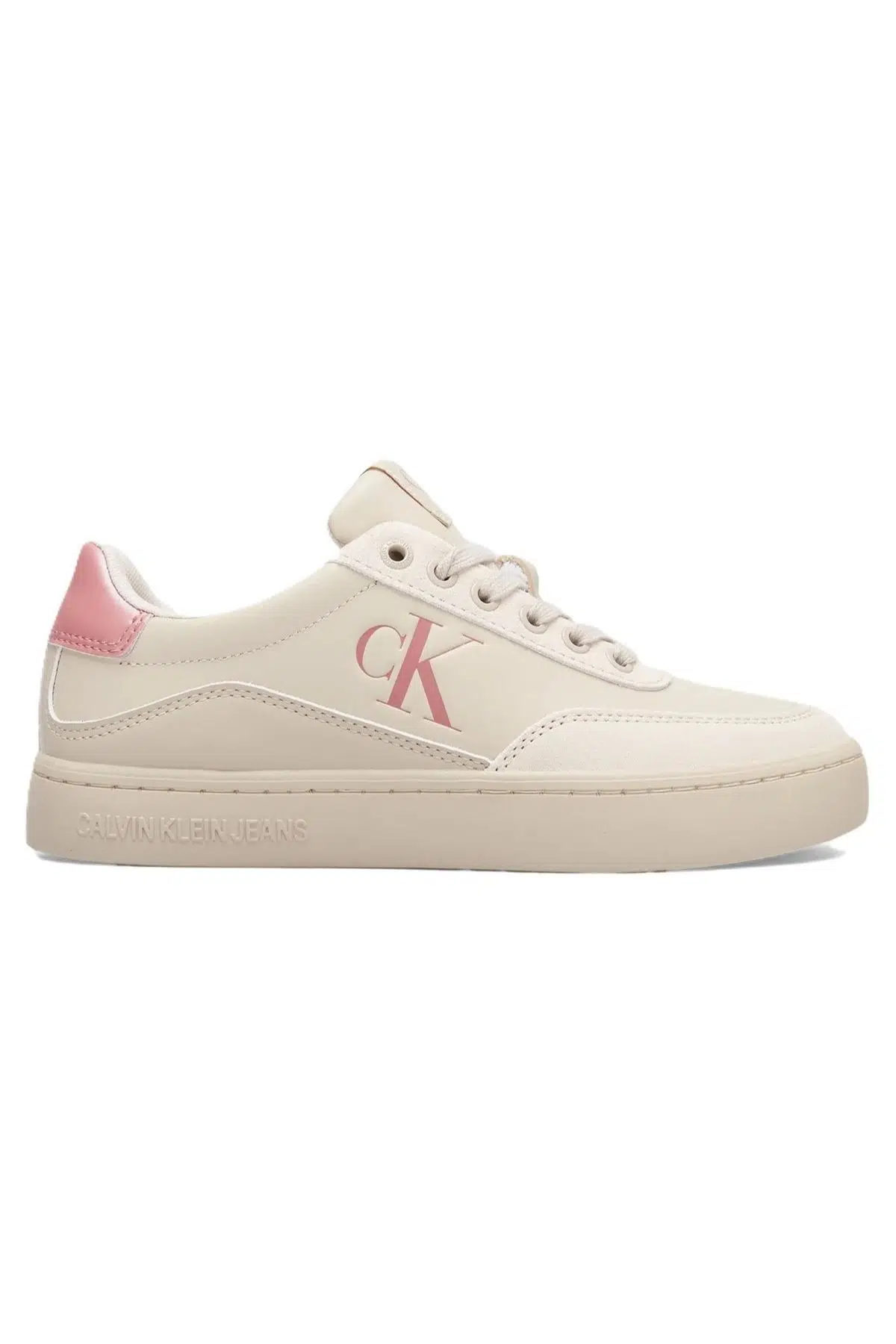 Calvin Klein Classic Cupsole Low Leather Womens Sneaker Hakiki Deri Kadın Günlük Spor Ayakkabı Bej