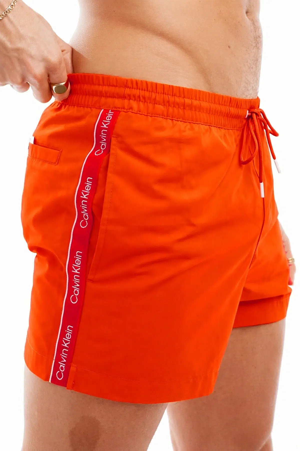 Calvin Klein Core Logo Tape Short Drawstring Swim Short Erkek Kısa Yüzme Şortu Turuncu