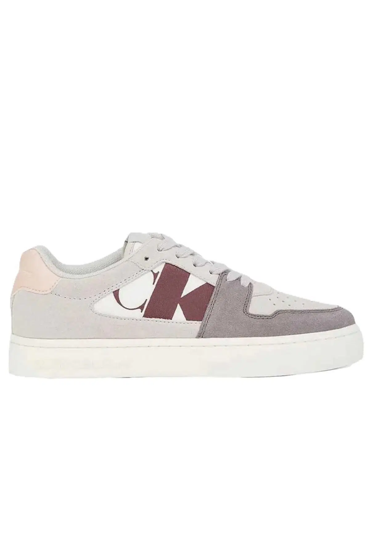 Calvin Klein Oyster Mushroom/Stormfrond Womens Leather Sneaker Hakiki Deri Kadın Günlük Spor Ayakkabı Gri