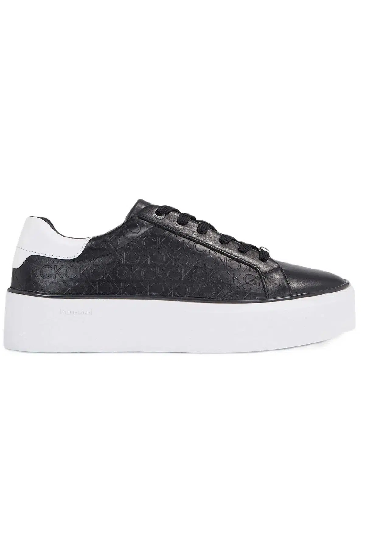 Calvin Klein Platform C Lace UP Leather Womens Sneaker Hakiki Deri Kadın Günlük Spor Ayakkabı Siyah