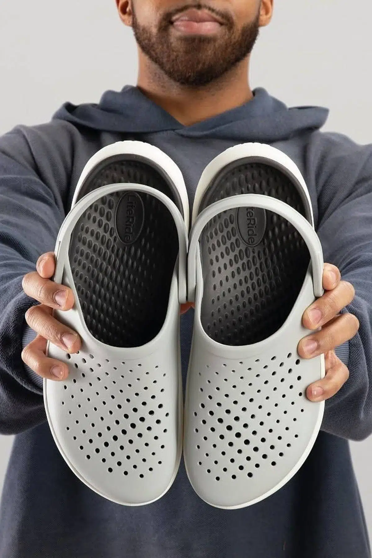 Crocs Slipper inmotion Clog Ekstra Soft LiteRide Terlik Sandalet Gri Beyaz