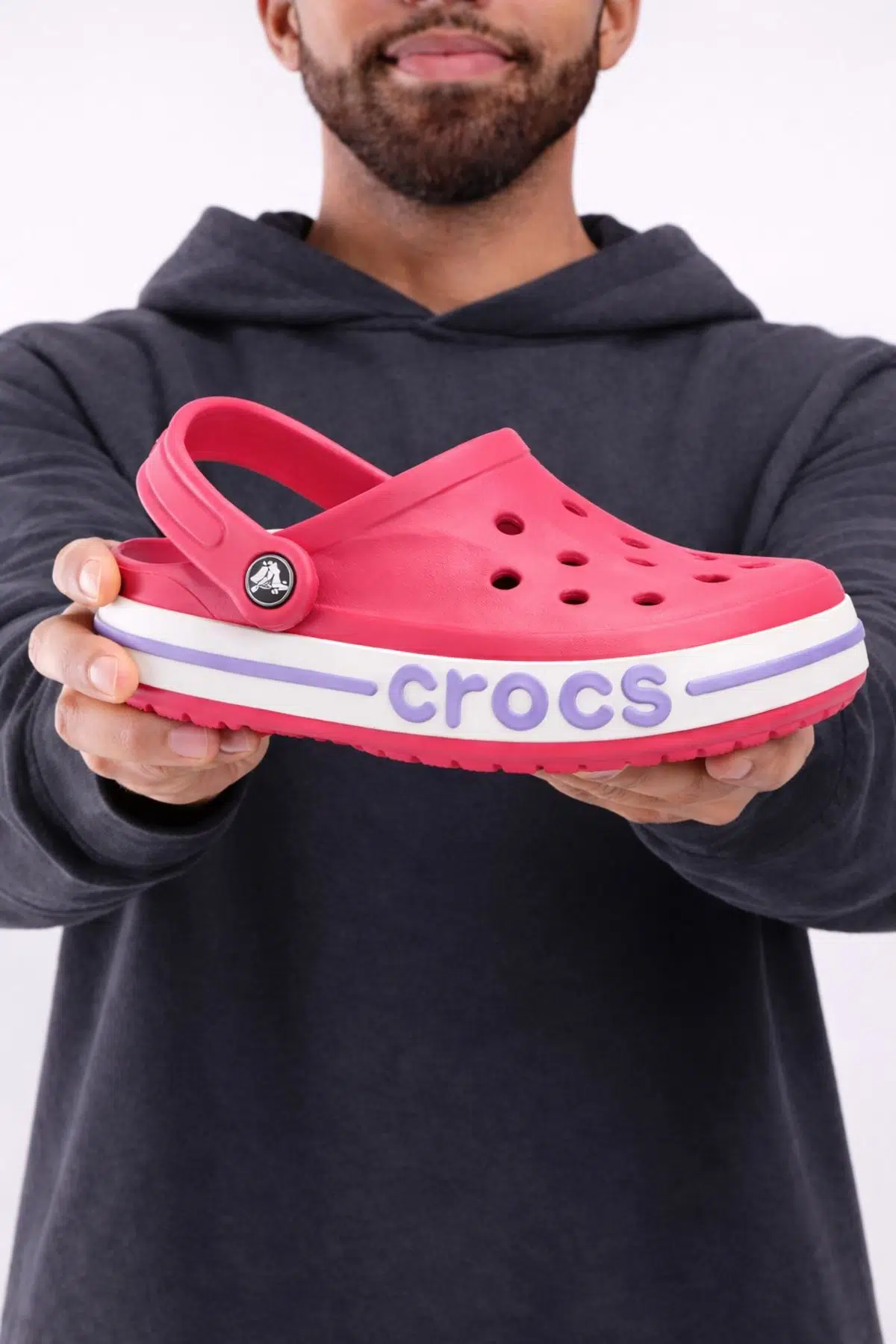 Crocs Unisex Bayaband Clogs Poppy iconic Comfort Terlik Sandalet Kırmızı Beyaz Lila