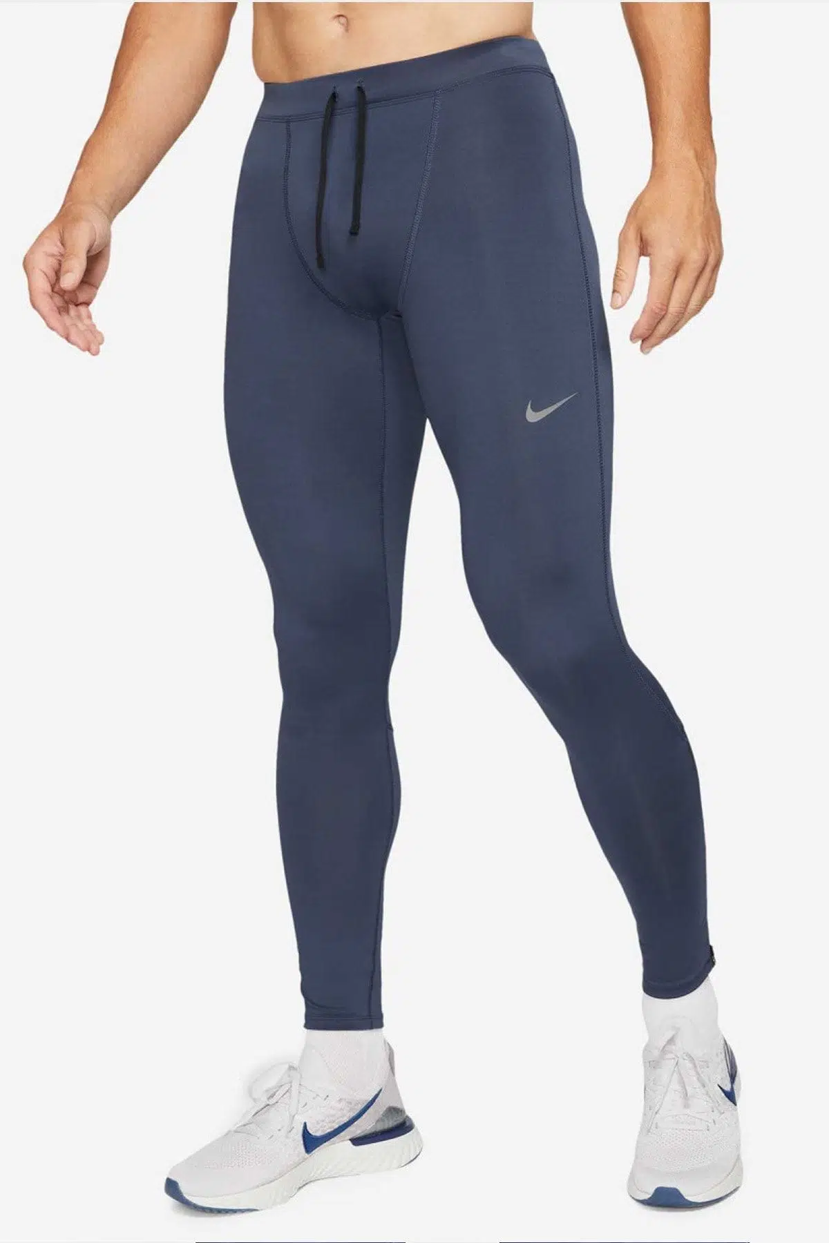 Nike Power Dri-fit Challenger Tam Buhar Bariyeri Cepli Mavi Erkek Tayt 