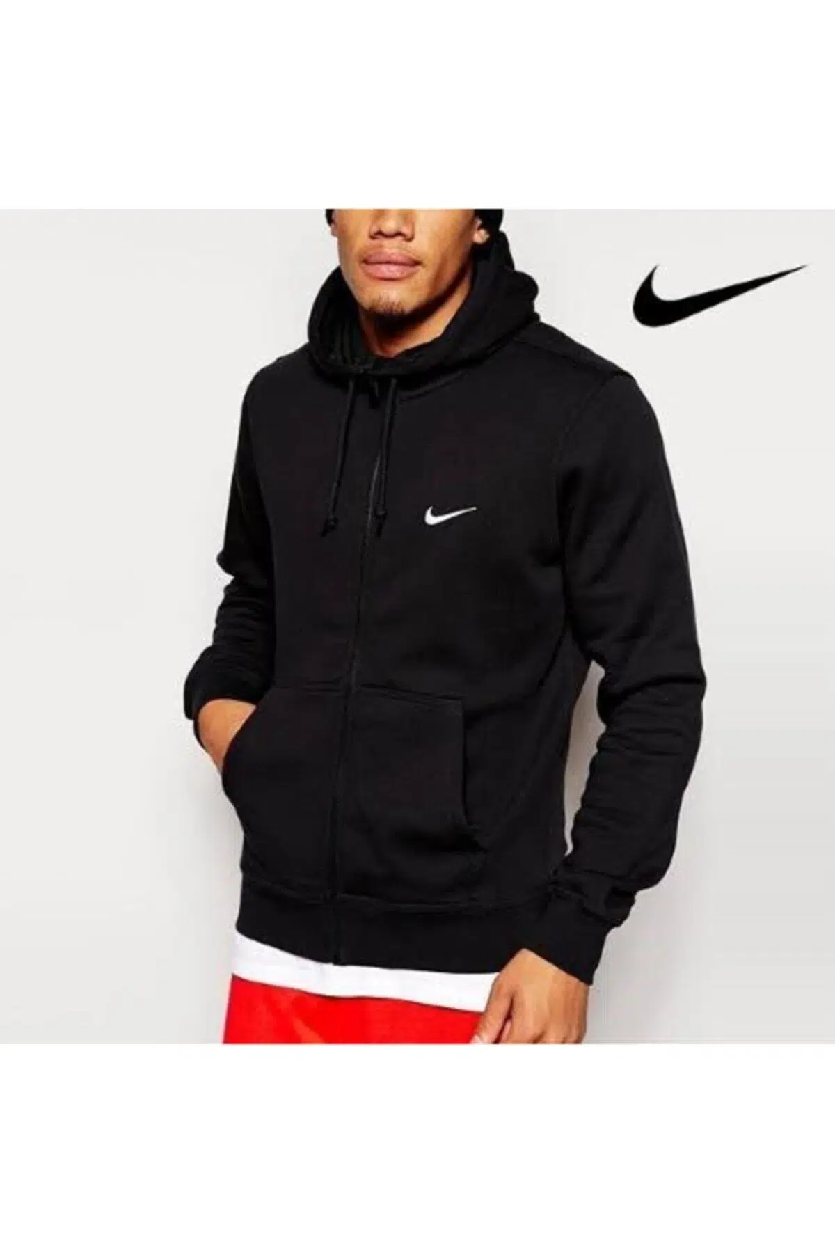 Erkek Siyah Full Zip Hoodie Sweatshirt 823531-010