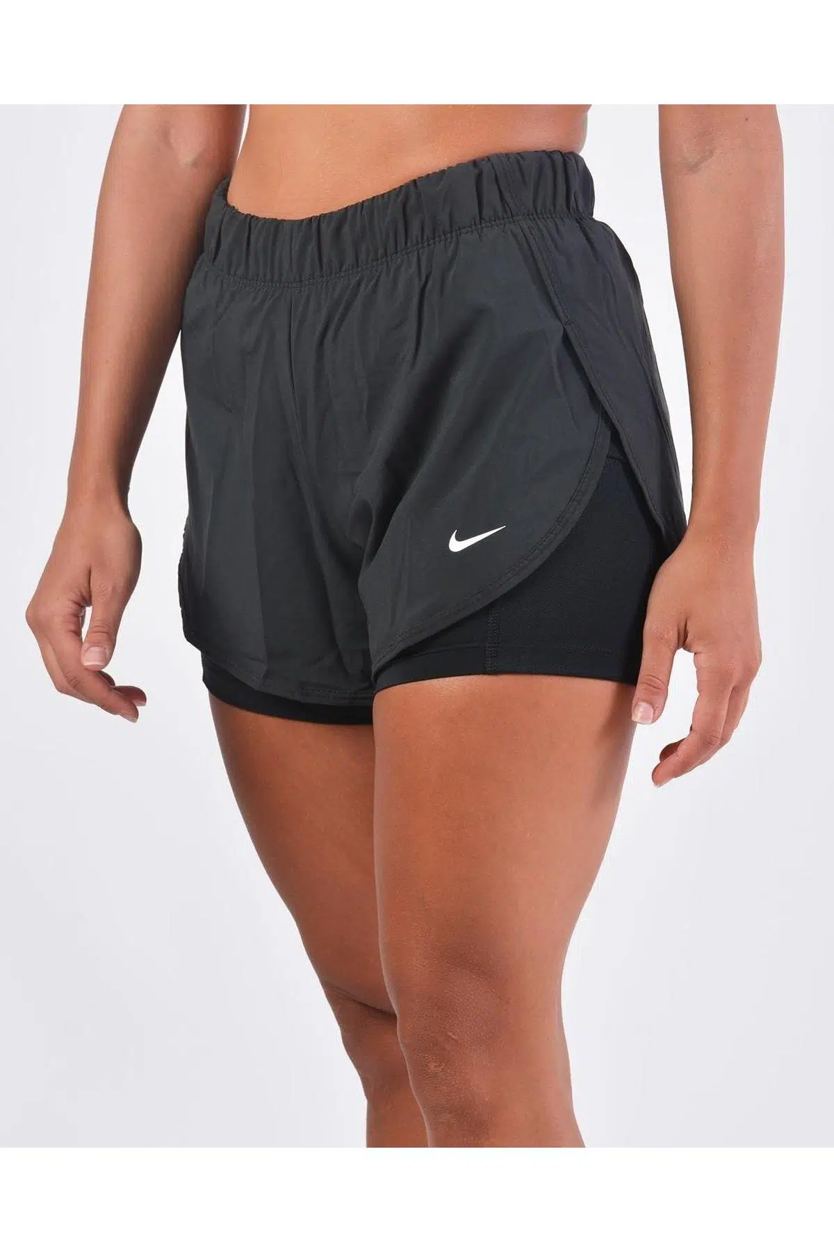 Flex Dri-Fit 2 in 1 Taytlı, Gizli Cepli Koşu Şortu Siyah