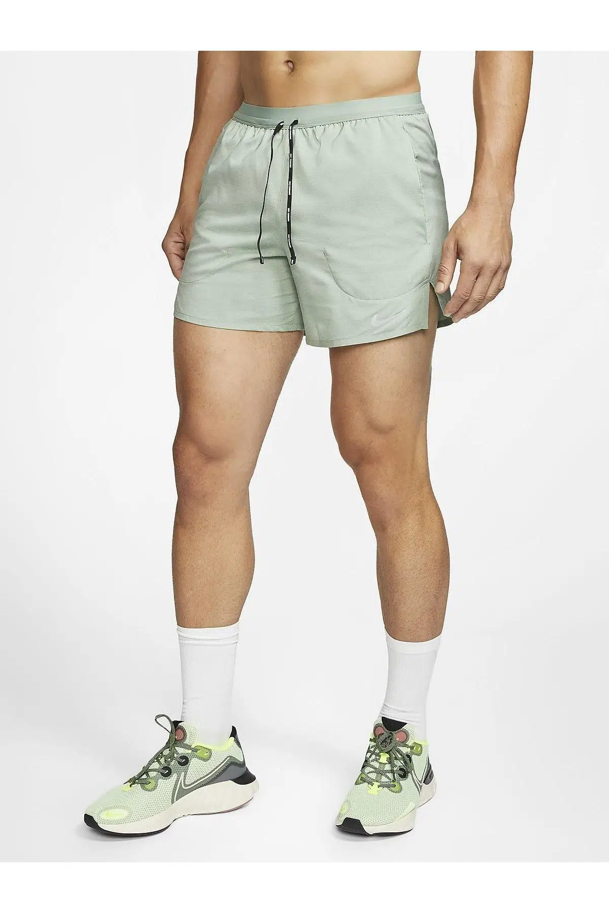 Flex 2 in 1 Stride Men's Brief Running Shorts Fermuarlı Kısa Şort Yeşil