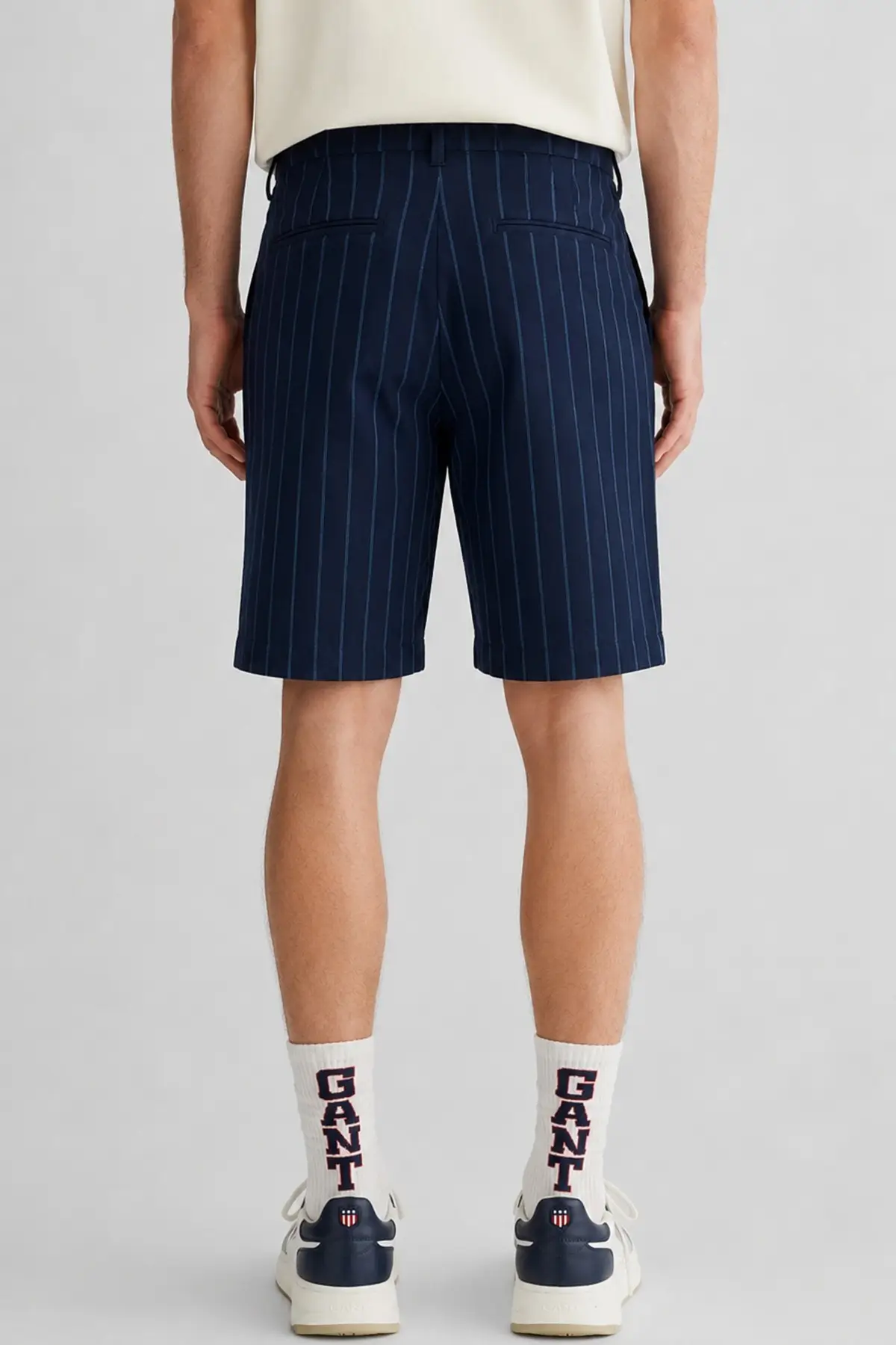 2725114T-433 GANT Men's Regular Fit Striped Bermuda Navy Shorts Erkek Kanvas Bermuda Şort Lacivert