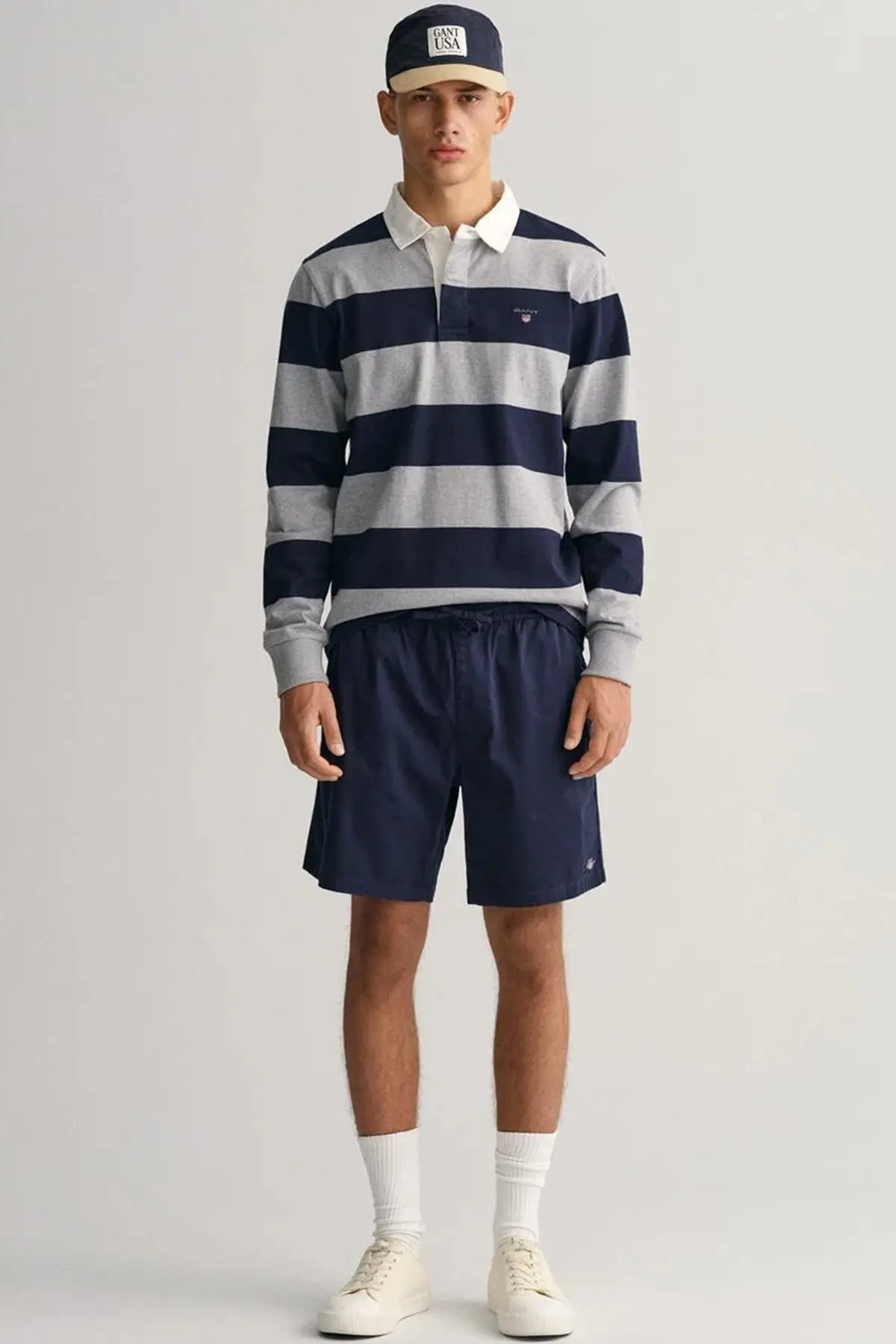 205057-410 GANT Men's Regular Fit Soft Canvas Bermuda Shorts Erkek Yumuşak Kanvas Bermuda Şort Lacivert