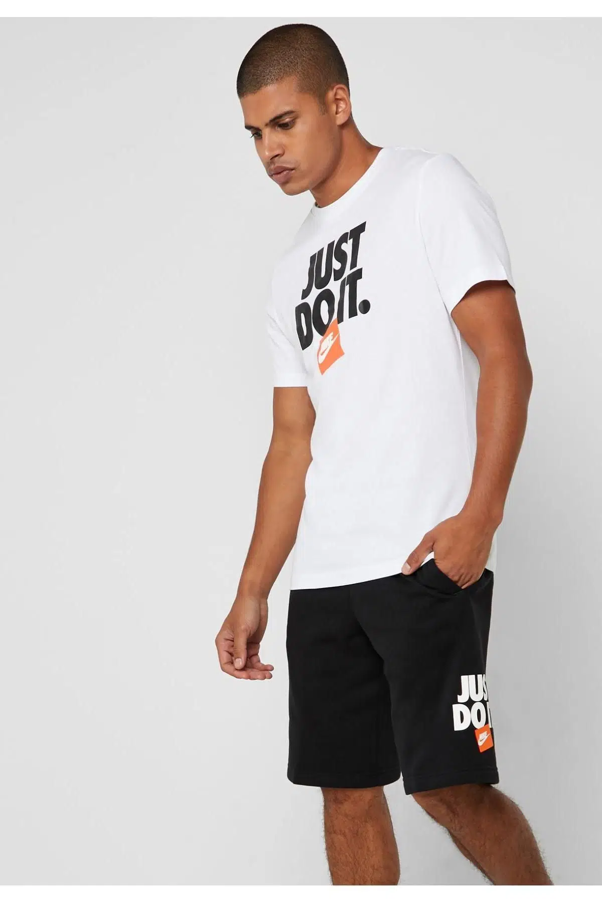Just Do It Fleece Shorts Pamuklu, Şardonlu Erkek Siyah Şort