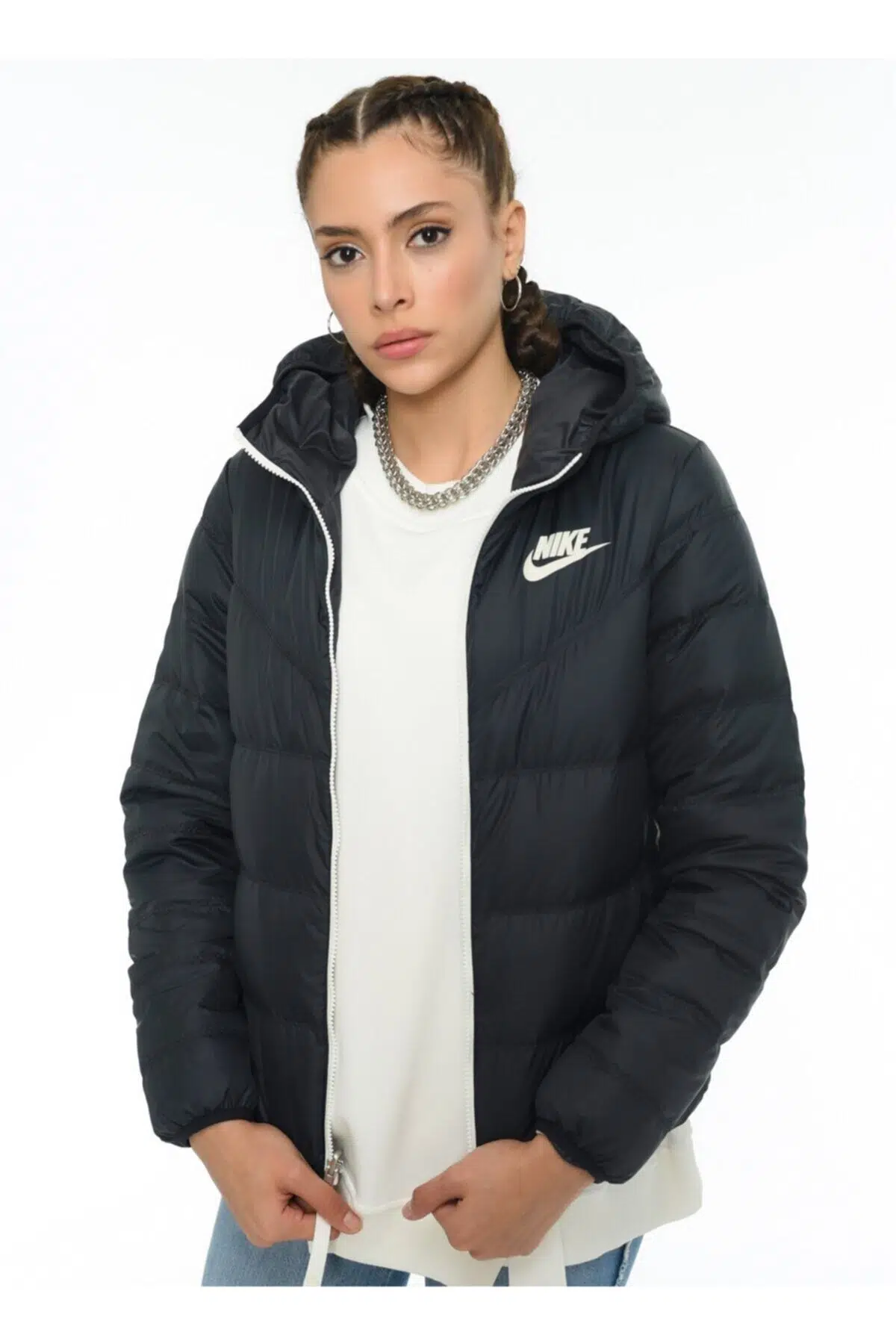 Kadın Siyah Sportswear Çift Taraflı Mont Cu0282-010