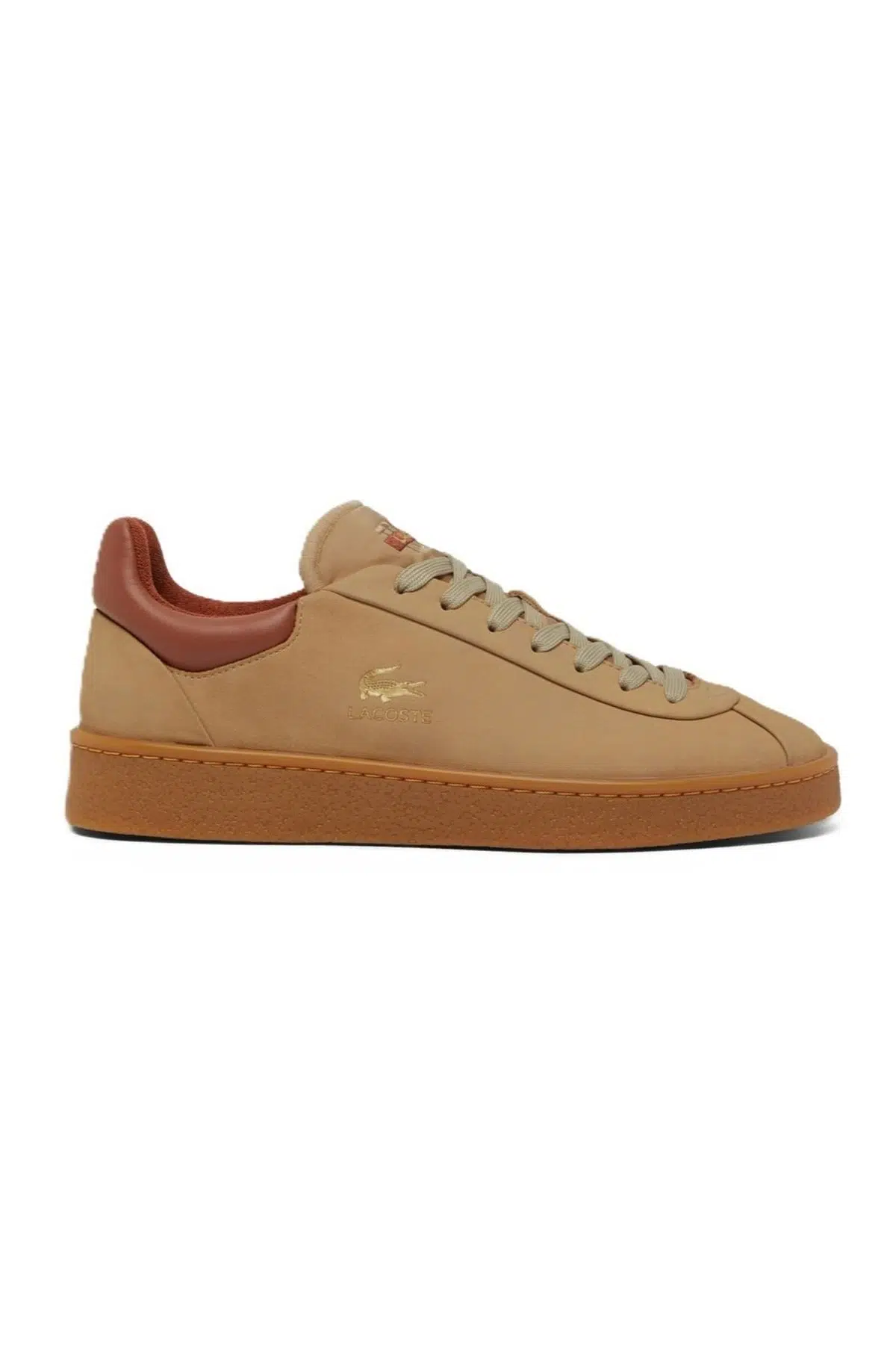 Lacoste Baseshot Premium Leather Mens Sneaker Hakiki Deri Erkek Günlük Spor Ayakkabı Kahverengi 