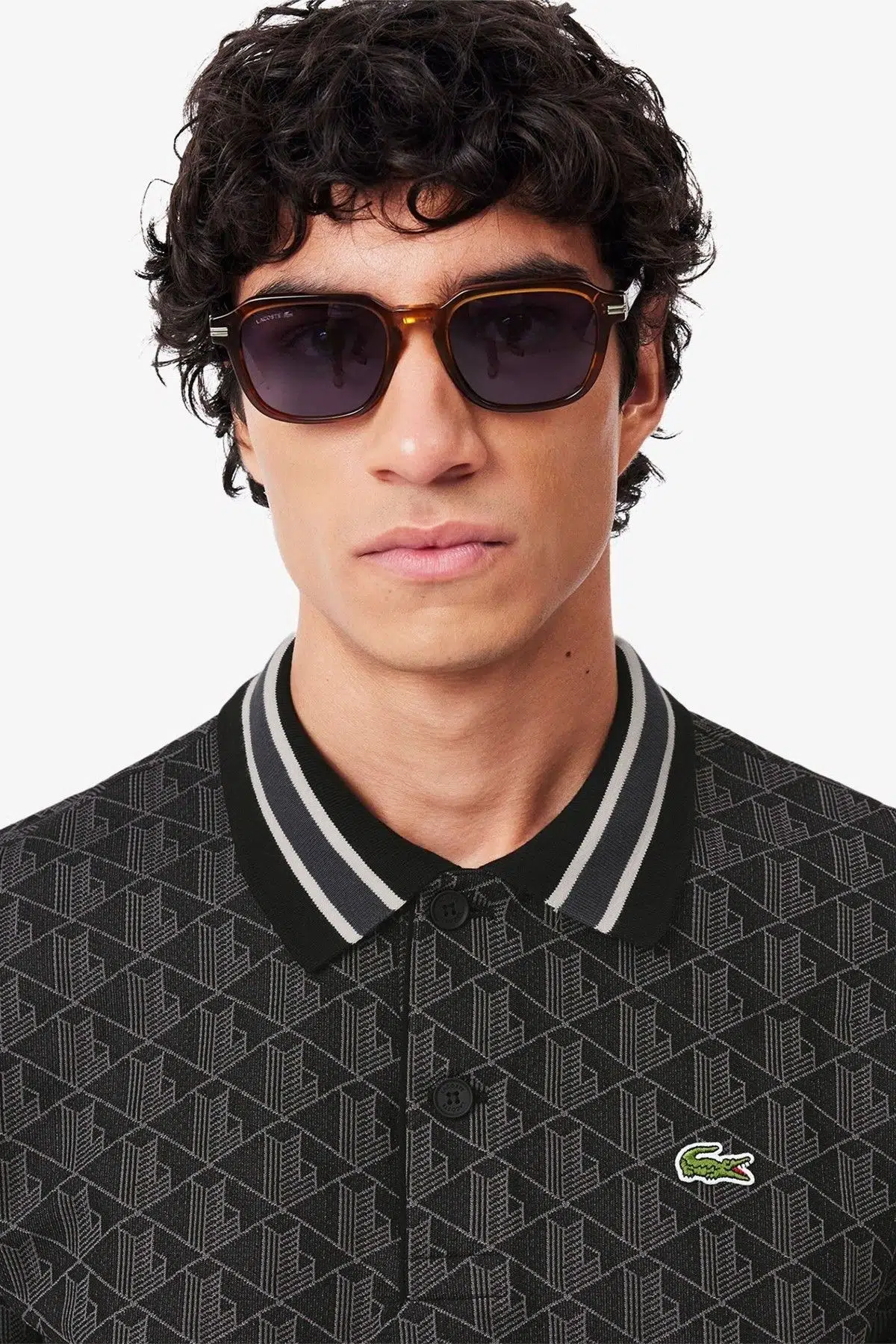 Lacoste Classic Fit Monogram Polo T-shirt Erkek Polo Yaka Tişört Gri