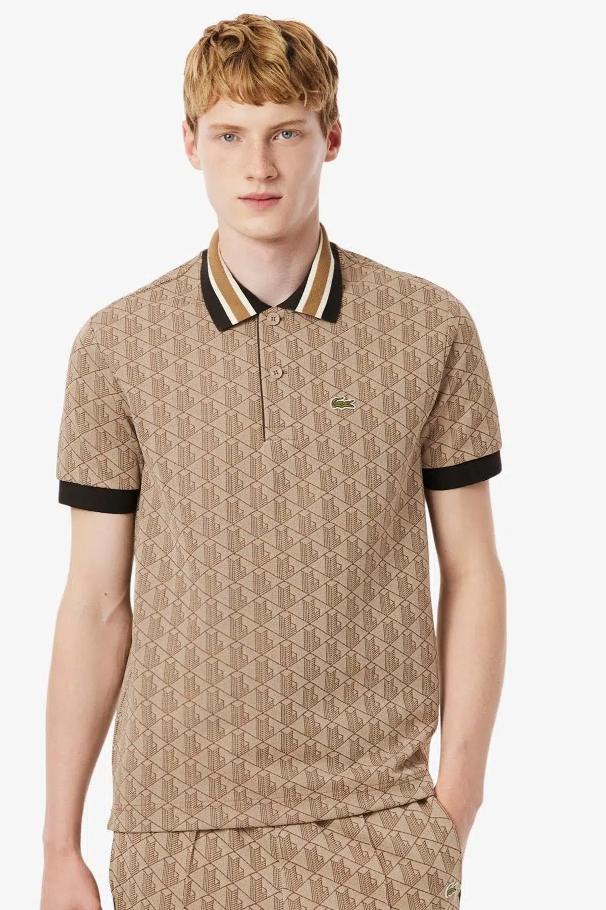 Lacoste Classic Fit Monogram Polo T-shirt Erkek Polo Yaka Tişört Kahverengi