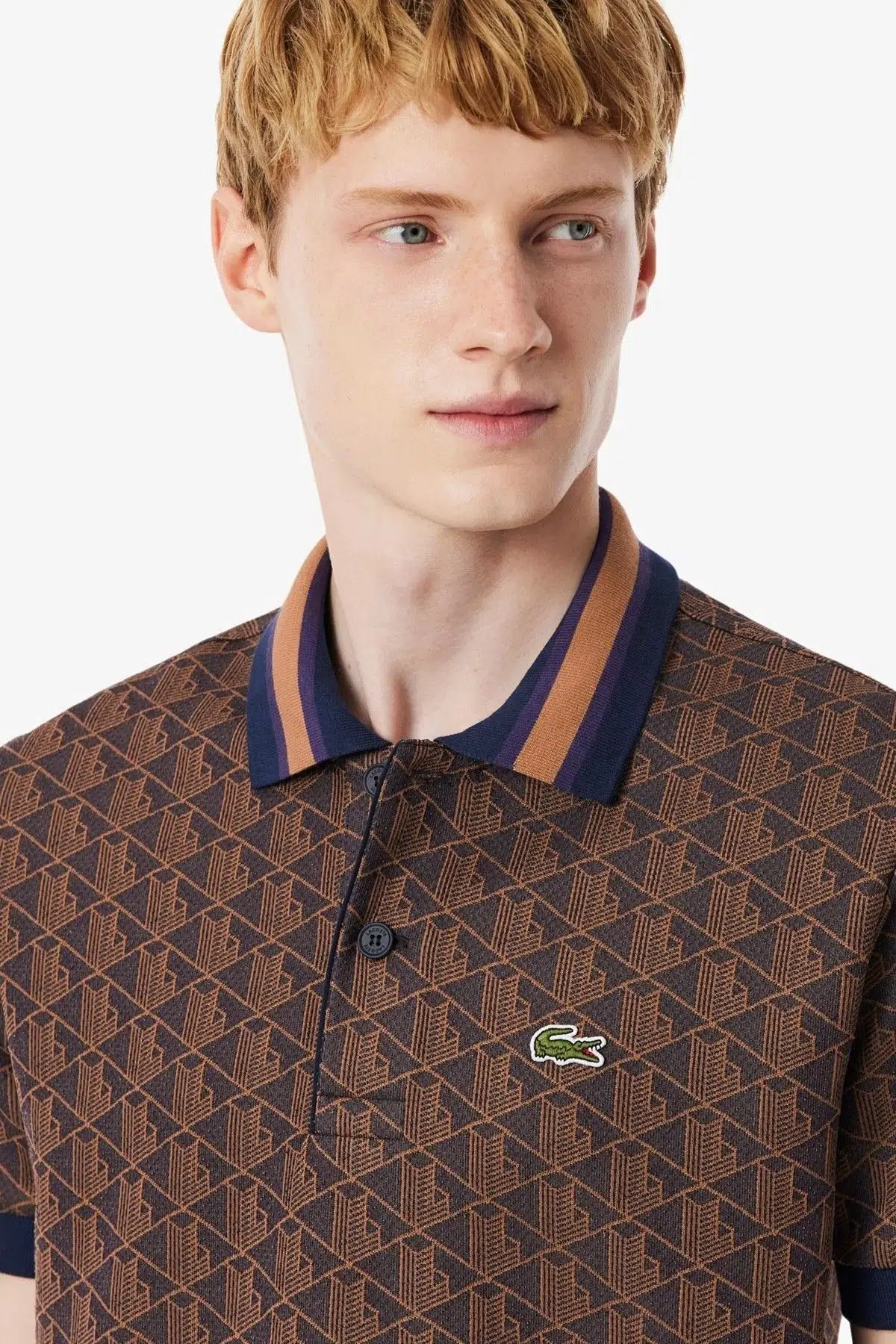 Lacoste Classic Fit Monogram Polo T-shirt Erkek Polo Yaka Tişört Kahverengi