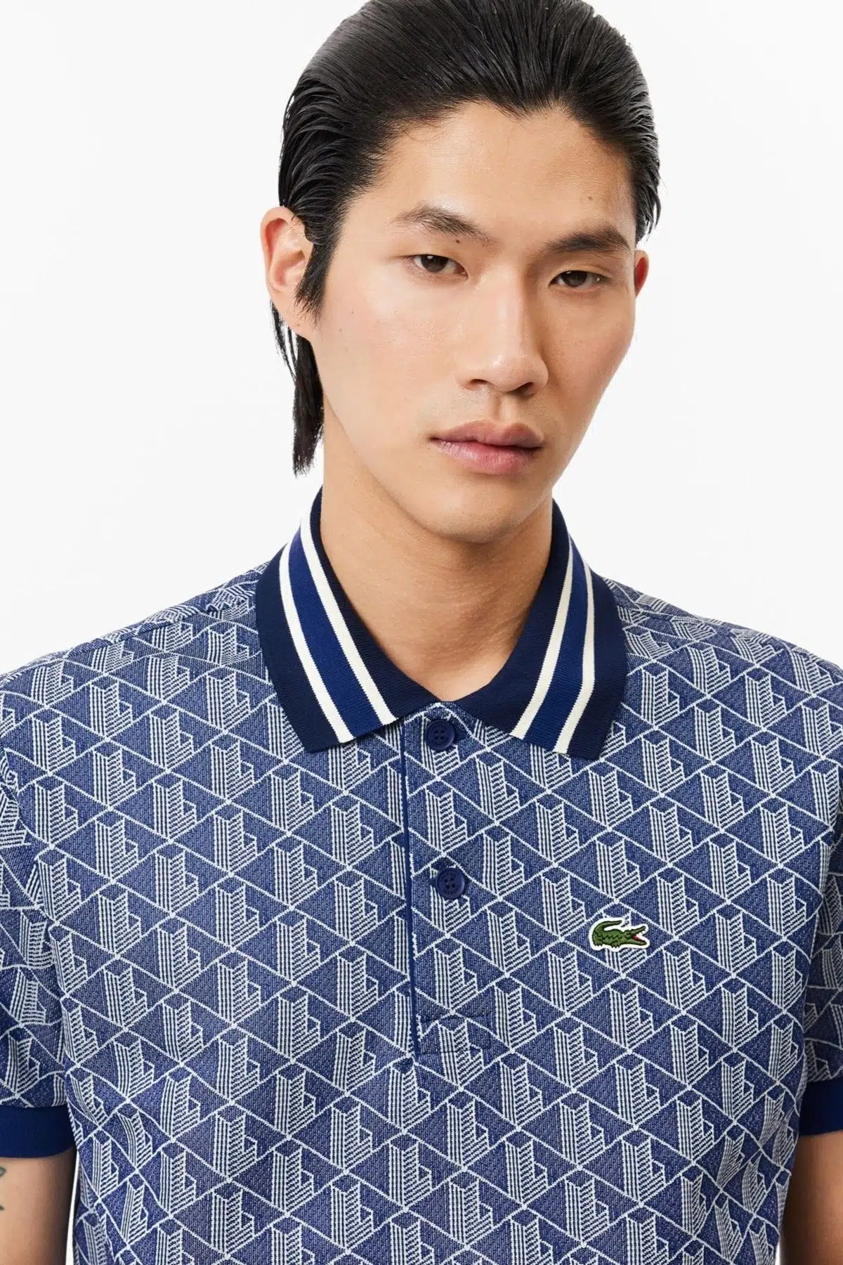Lacoste Classic Fit Monogram Polo T-shirt Erkek Polo Yaka Tişört Lacivert