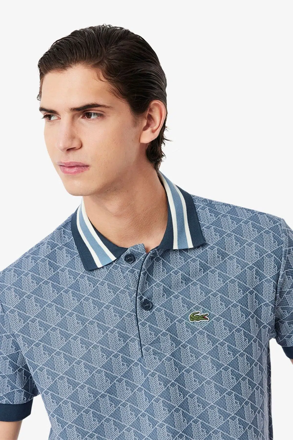 Lacoste Classic Fit Monogram Polo T-shirt Erkek Polo Yaka Tişört Mavi