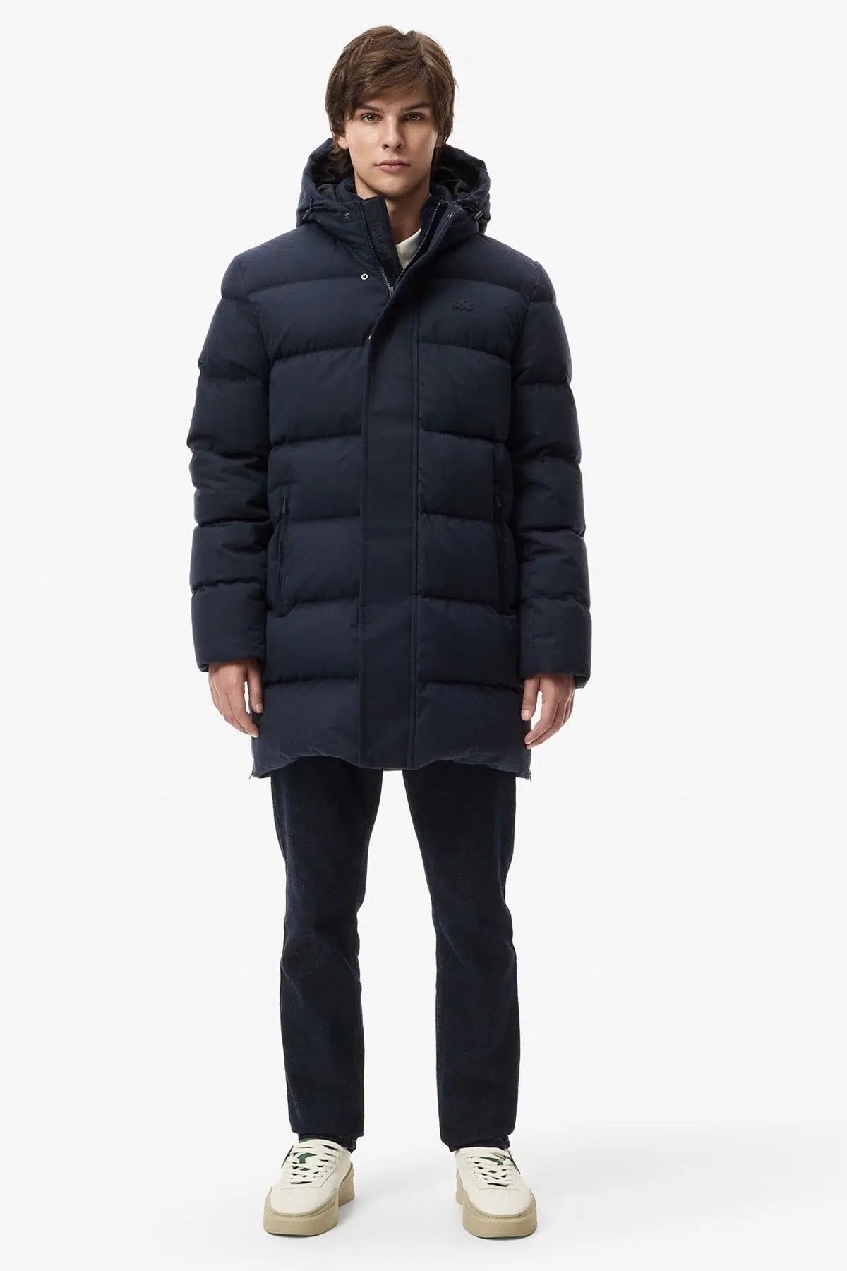Lacoste Down Fill Mens Parka Sabit Kapüşonlu Kaz Tüyü Erkek Parka Lacivert