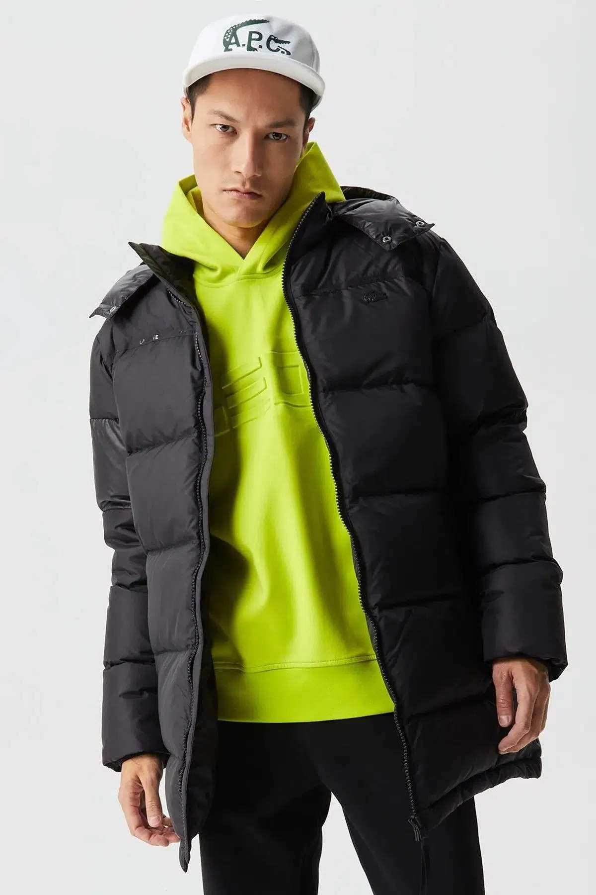 Lacoste Down Fill Water Resistant Jacket Black Kaz Tüyü Çıkarılabilir Kapüşonlu Suya Dayanıklı Erkek Mont Siyah