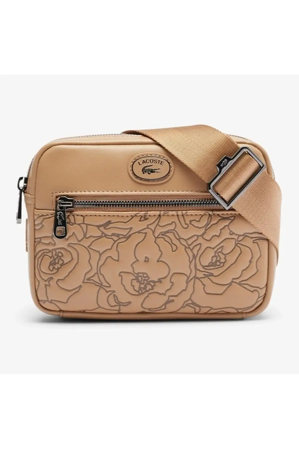 NH47.41HN.N97 Lacoste Holiday Unisex Bag 18*4*4 Ayarlanabilir Askılı Baskılı Unisex Postacı Çantası Kahverengi