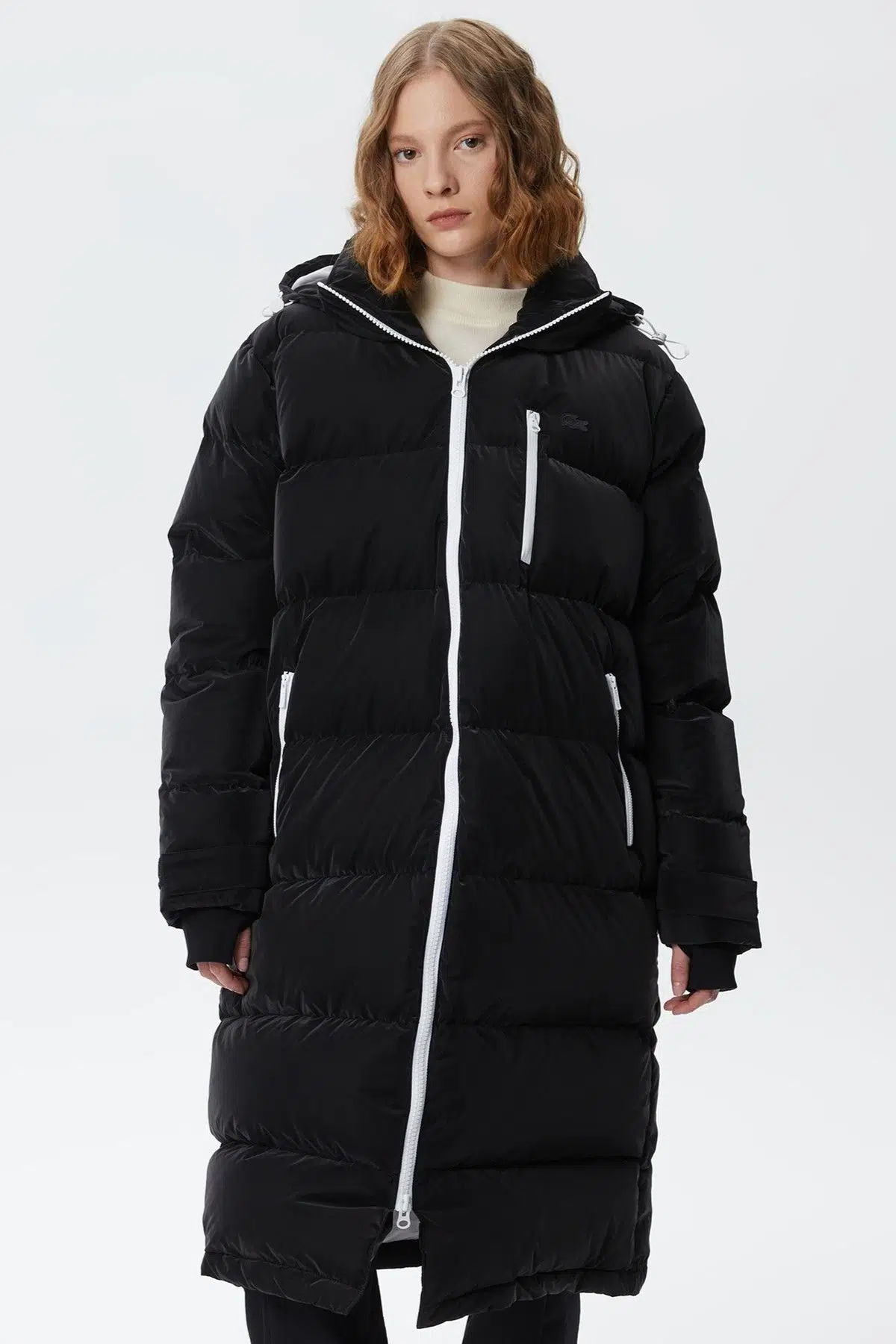 Lacoste Kapitone Down Fill Jacket Kapişonlu Yaka Kadın Mont Siyah 