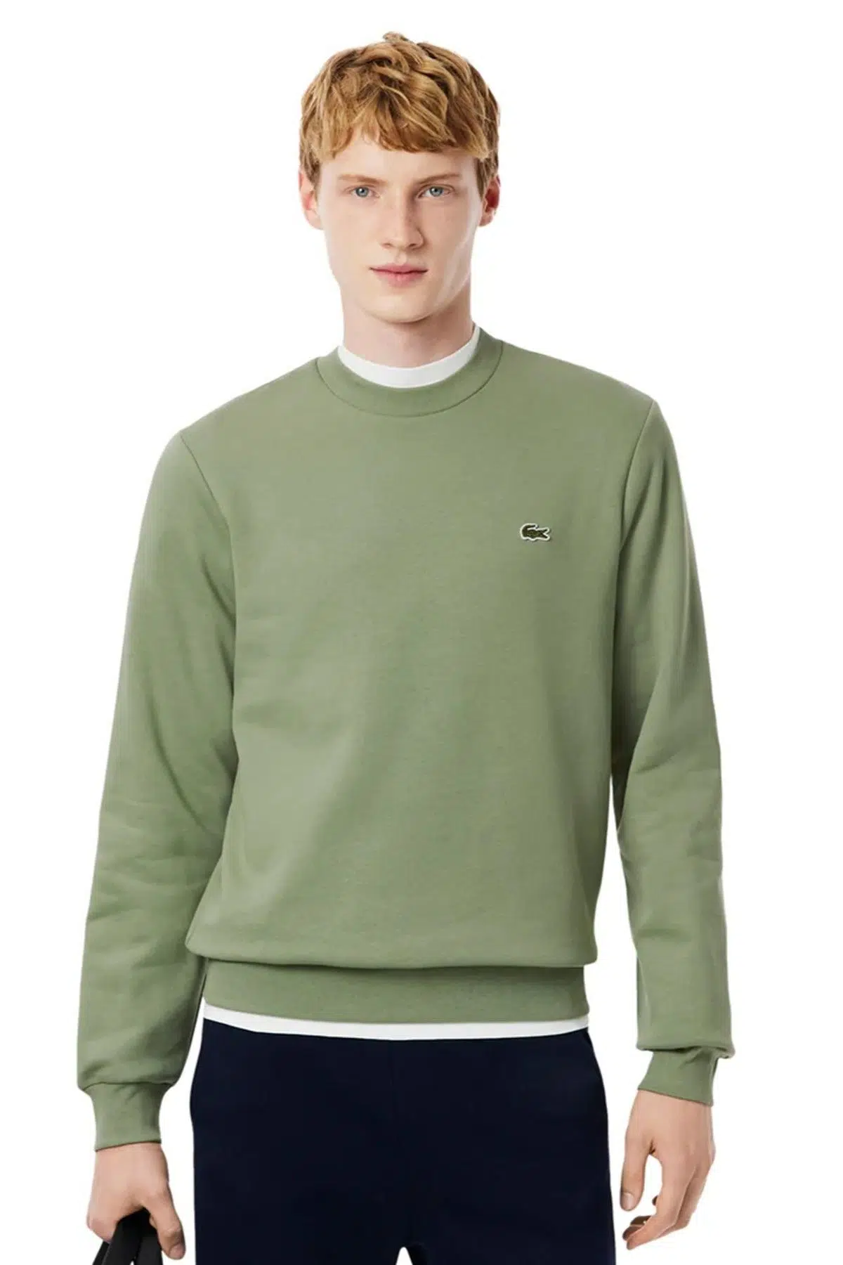 Lacoste Men's Classic Fit Şardonsuz Bisiklet Yaka Sweatshirt Yeşil