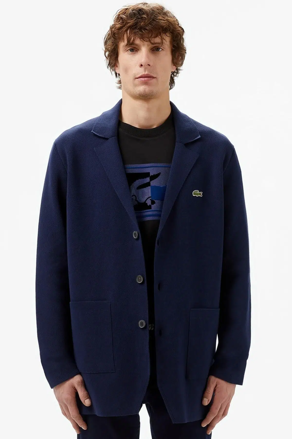 Lacoste Men's Classic Fit V Neck Cardigan Erkek Classic Fit V Yaka Triko Hırka Ceket Lacivert