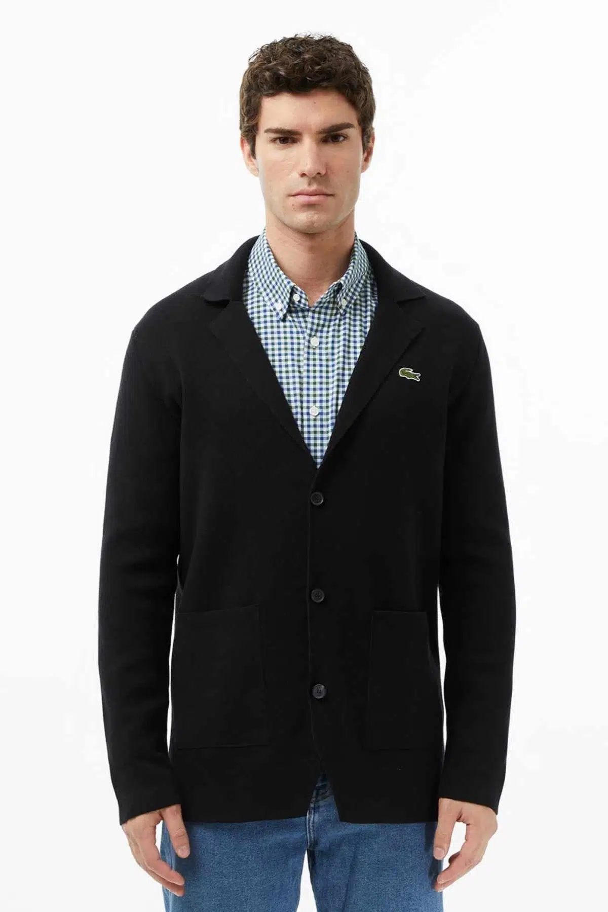 Lacoste Men's Classic Fit V Neck Cardigan Erkek Classic Fit V Yaka Triko Hırka Ceket Siyah