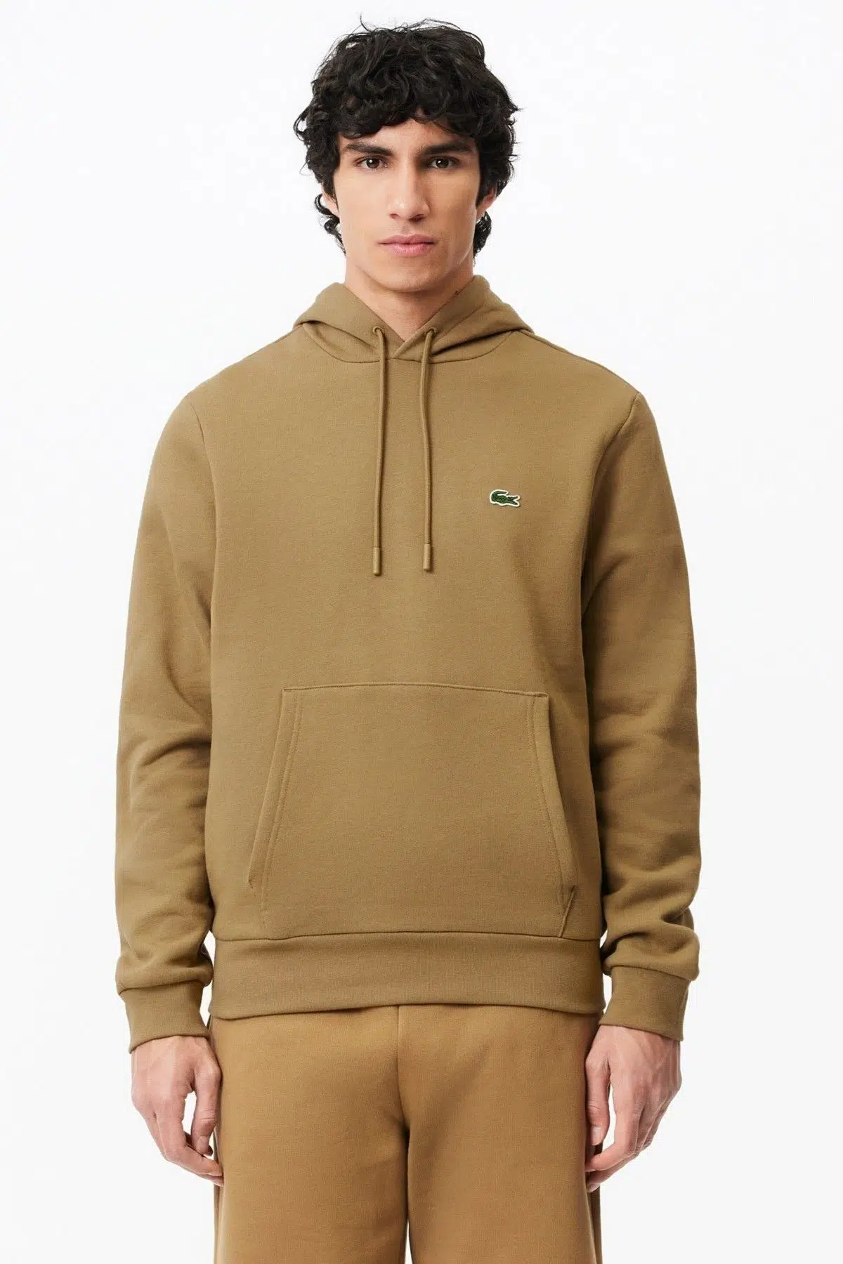Lacoste Men's Classic Hoodie Sweatshirt Erkek Ayarlanabilir Kapüşonlu Organik Pamuk Sweatshirt Bej
