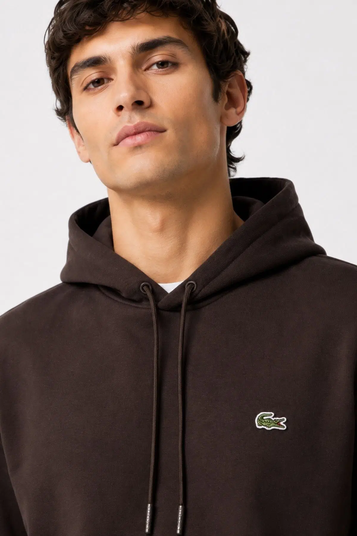 Lacoste Men's Classic Hoodie Sweatshirt Erkek Ayarlanabilir Kapüşonlu Organik Pamuk Sweatshirt Kahverengi