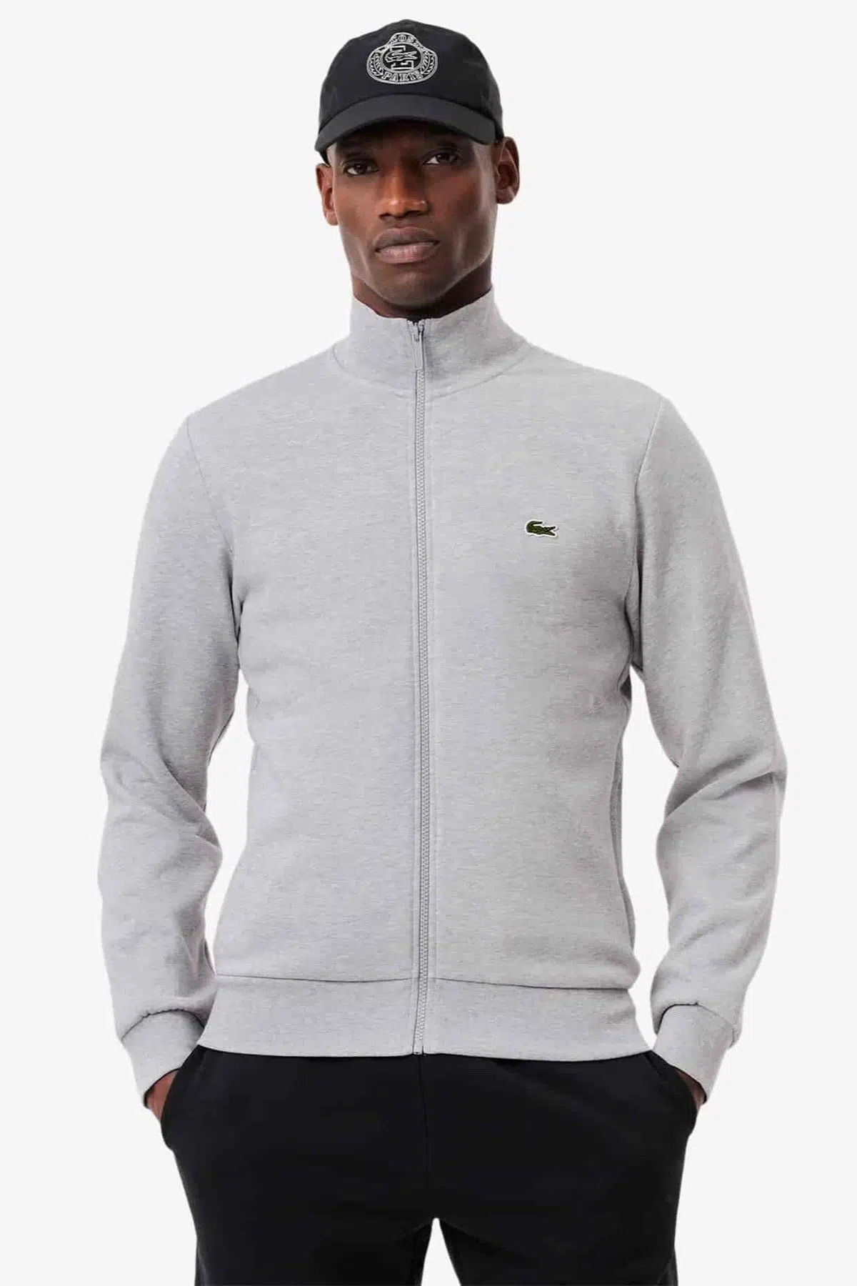 Lacoste Men's Full Zip Hoodie Sweatshirt Erkek Kapüşonlu Tam Fermuar Sweatshirt Gri