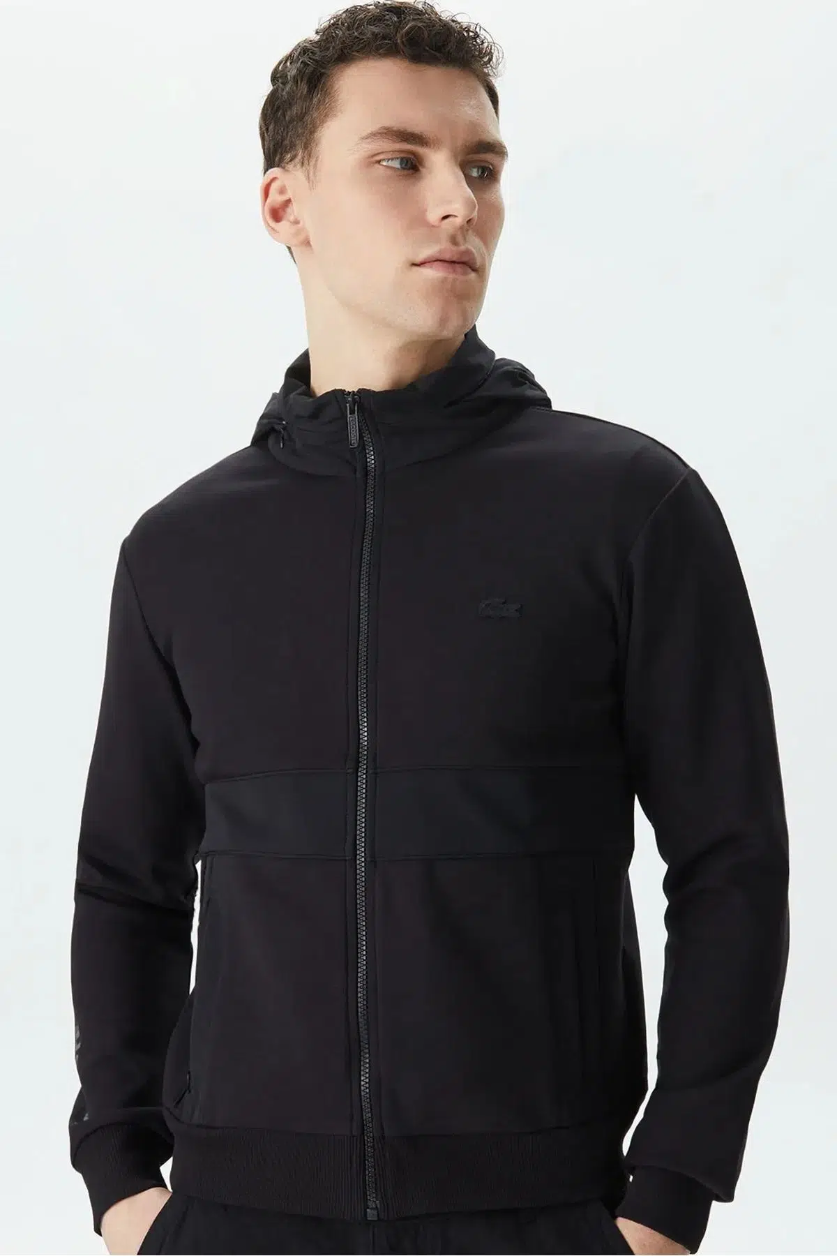Lacoste Men's Full Zip Hoodie Sweatshirt Erkek Kapüşonlu Tam Fermuar Sweatshirt Siyah