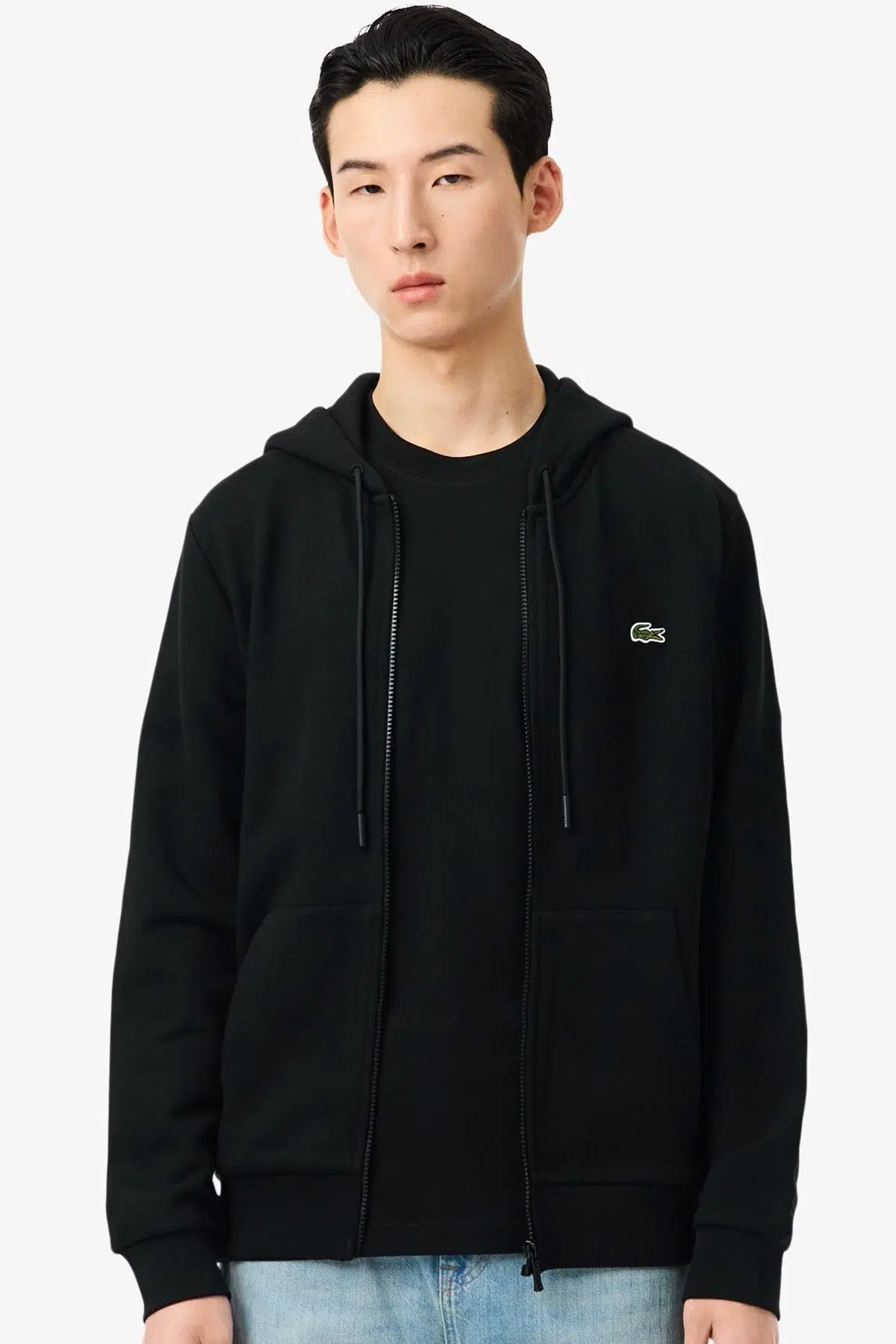 Lacoste Men's Full Zip Hoodie Sweatshirt Erkek Kapüşonlu Tam Fermuar Sweatshirt Siyah