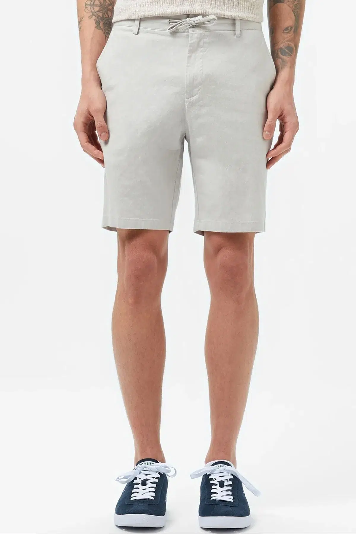 Lacoste Men's Regular Fit Gray Bermuda Shorts Erkek Keten Pamuk Bermuda Şort Gri