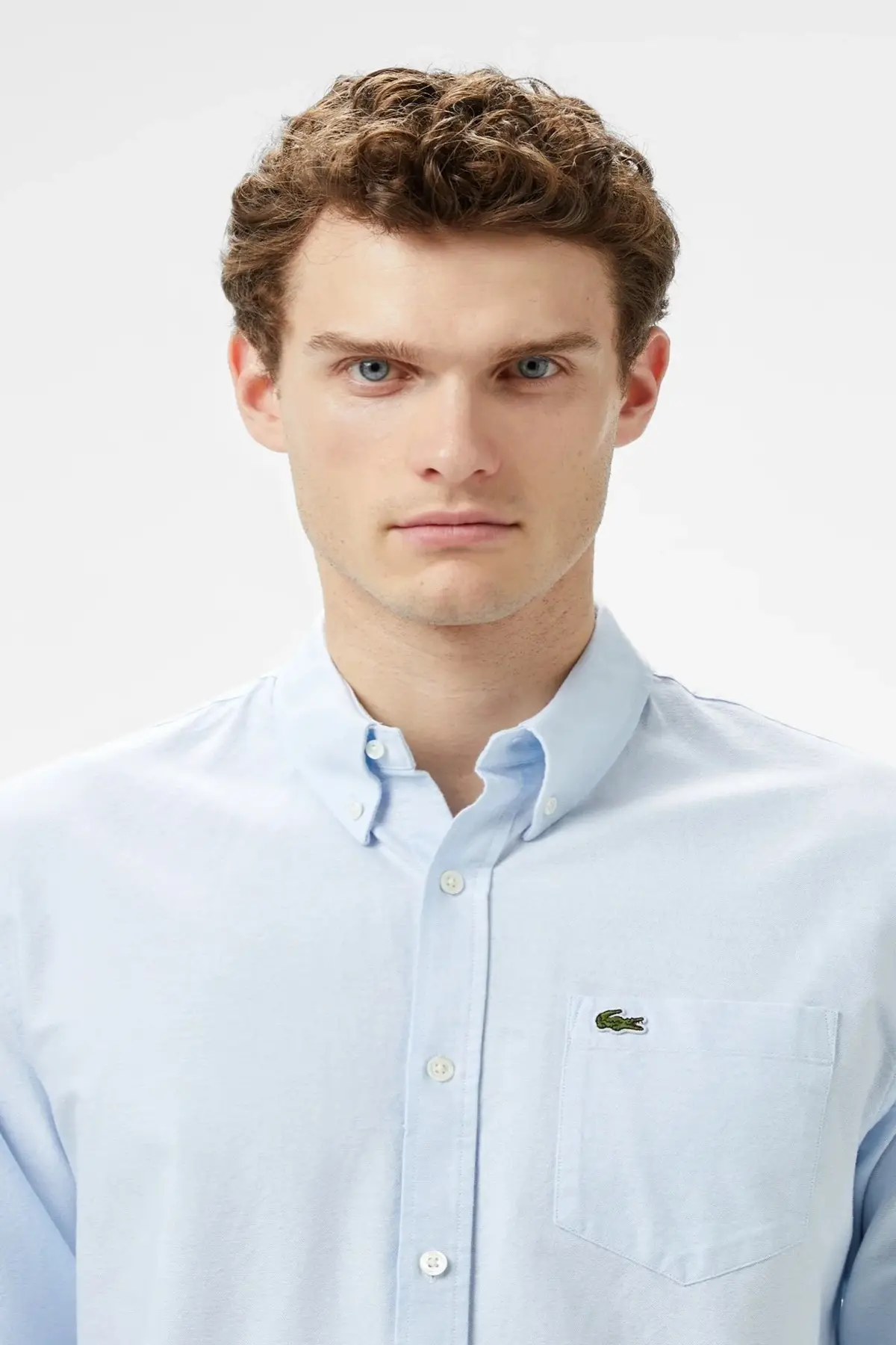 CH1911-F6Z Lacoste Men's Regular Fit Button-Down Collar Organic Cotton Shirt Blue Erkek Düğmeli Yaka Organik Pamuk Gömlek Mavi