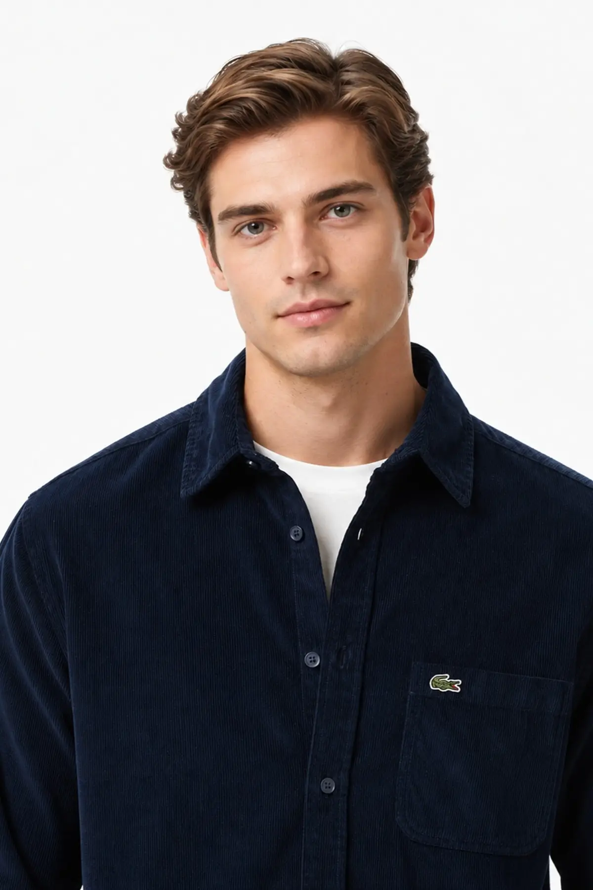 CH0340-40S Lacoste Men's Regular Fit Button-Down Cotton Shirt Erkek Düğmeli Yaka Pamuklu Gömlek Siyah