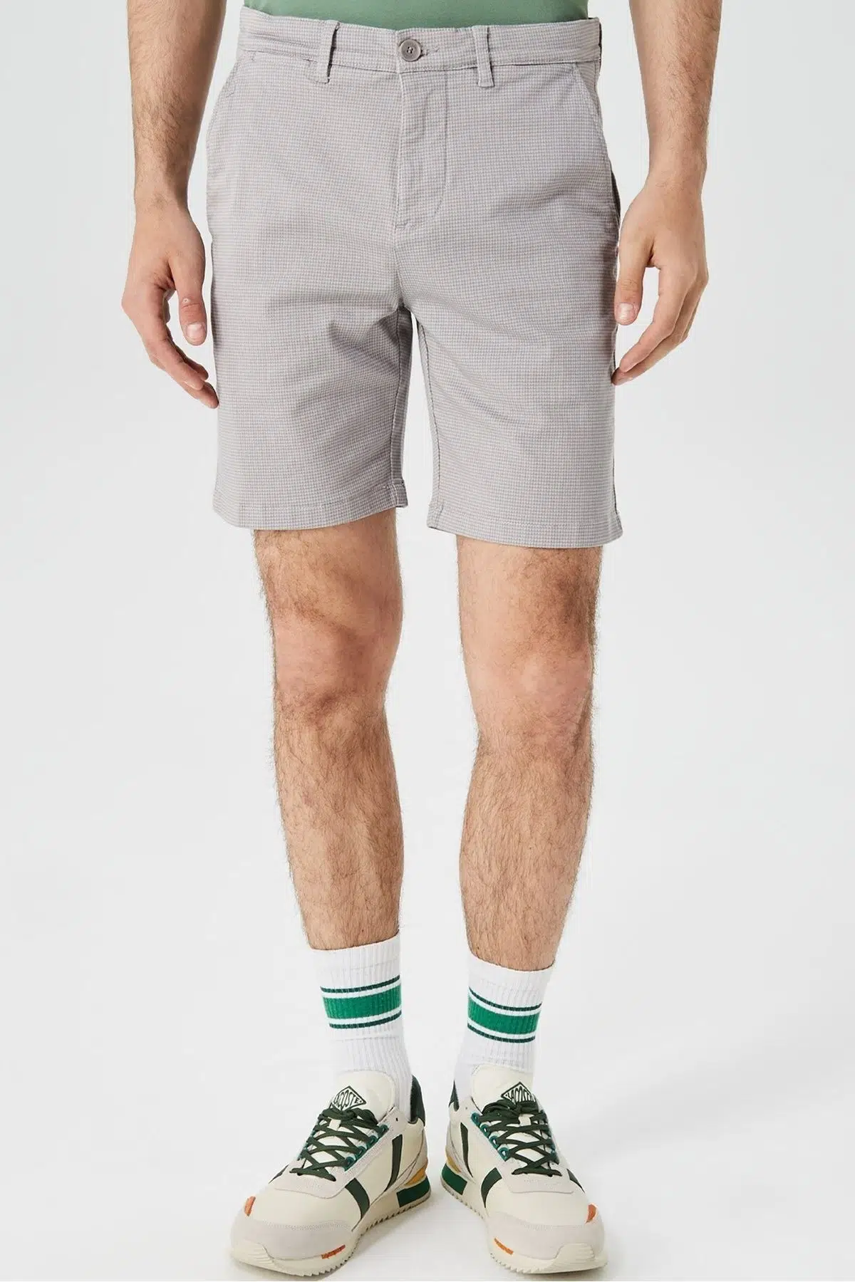 Lacoste Men's Slim Fit Cotton Bermuda Shorts Erkek Dar Kesim Desenli Bermuda Şort Gri