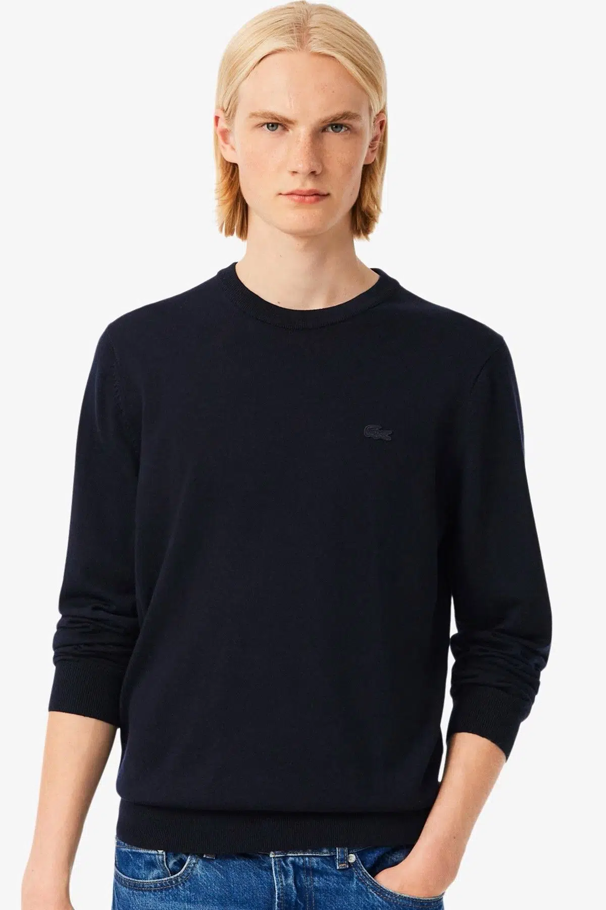 Lacoste Men's Regular Fit Crew Neck Merino Wool Sweater Bisiklet Yaka Merino Yünlü Kazak Lacivert 