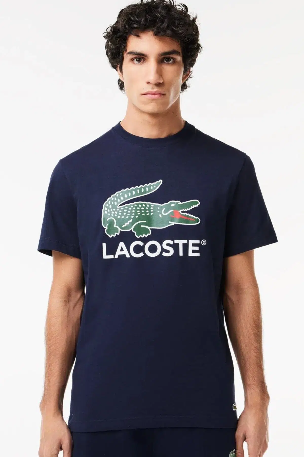 Lacoste Men's Regular Fit Crew Neck Graphic T-Shirt Navy Bisiklet Yaka Erkek Tişört Lacivert