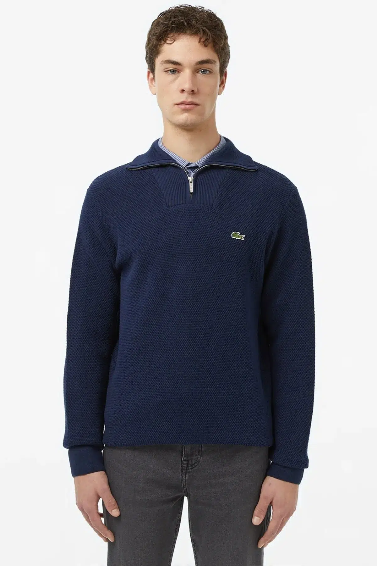 Lacoste Men's Regular Fit Fermuarlı Organik Pamuk Lacivert Sweatshirt