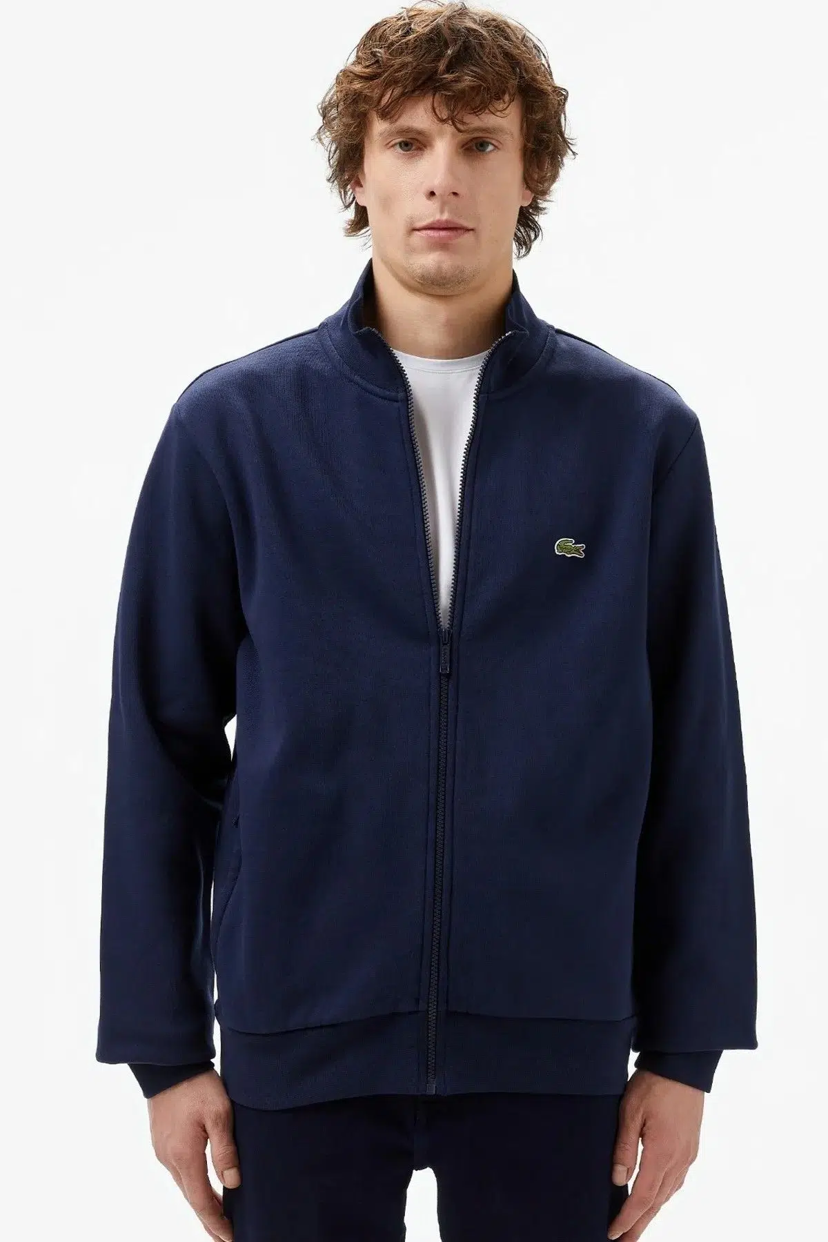 Lacoste Men's Regular Fit Full Zip Sweatshirt Erkek Tam Fermuar Organik Pamuk Sweatshirt Lacivert